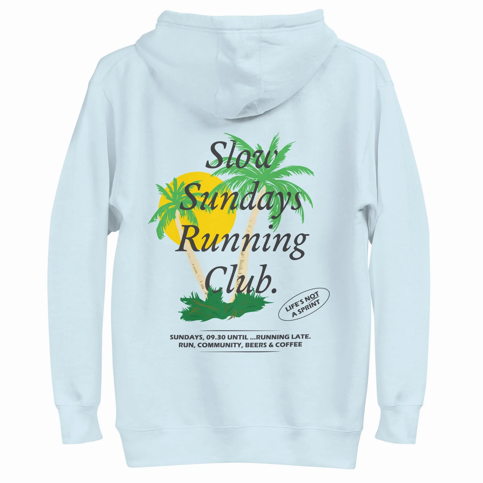 Palm Tree Slow Sundays Running Club Cotton Blend Hoodie