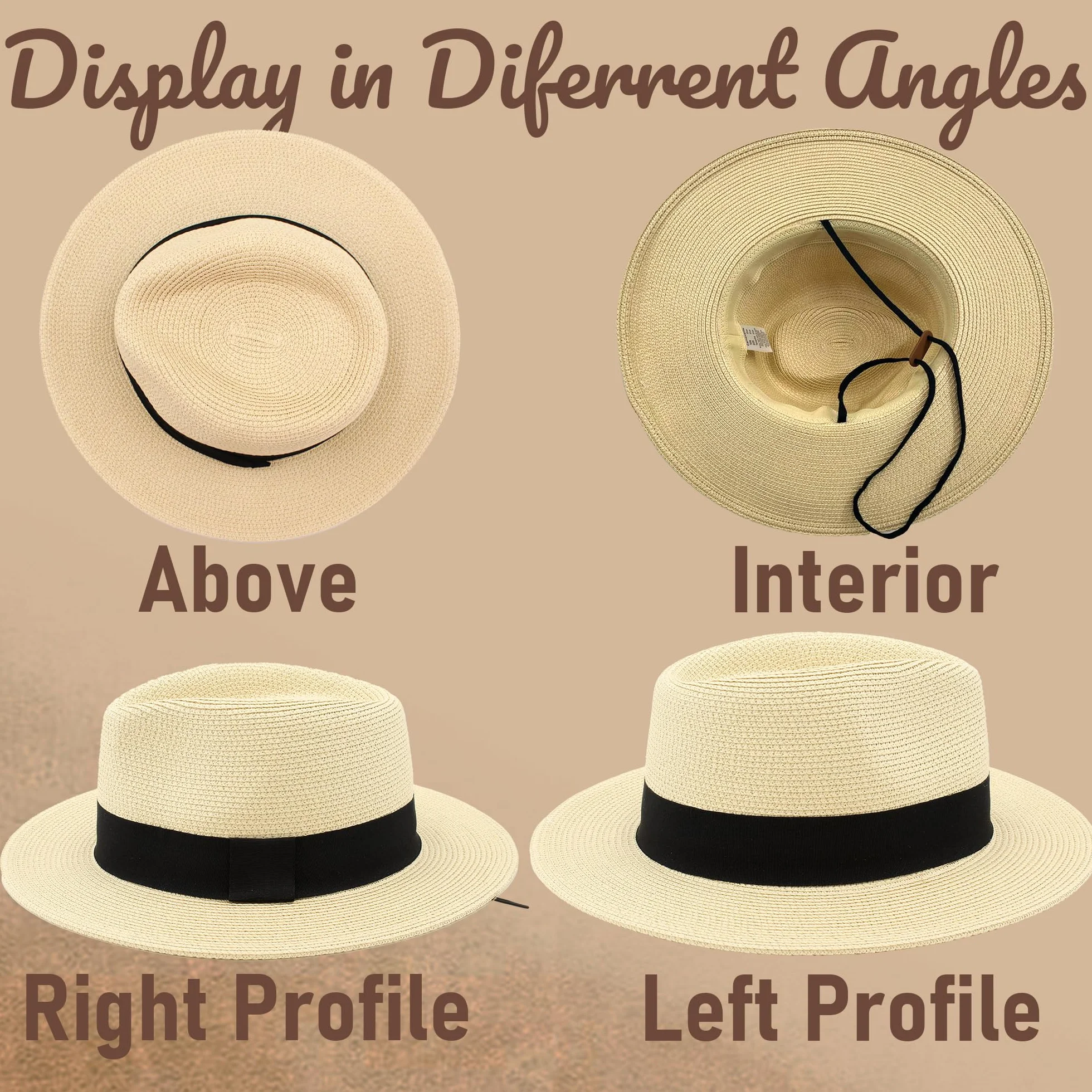 Sombrero Panamá de Paja UPF 50 Plegable Ala Ancha Unisex