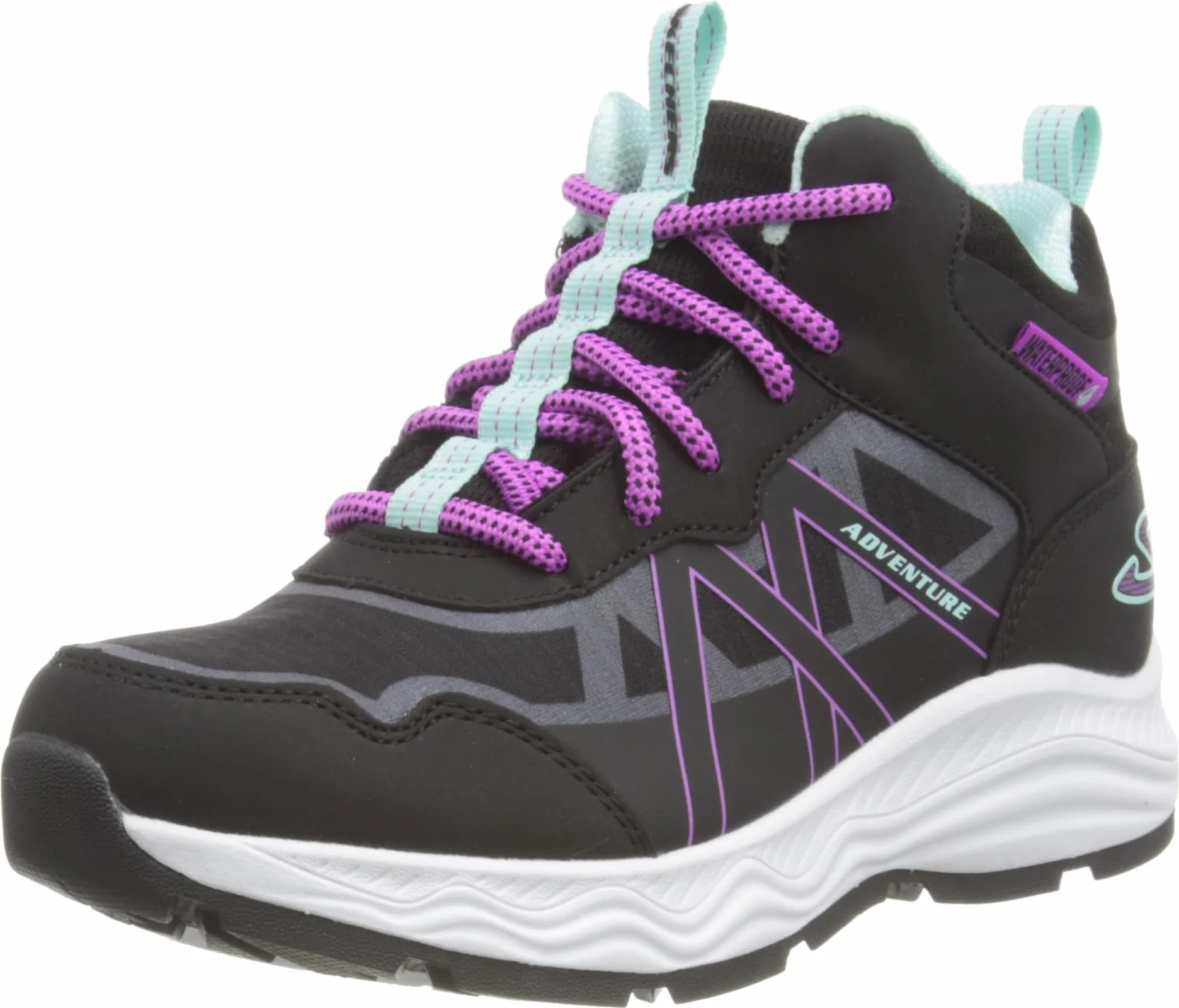 Skechers Adventure Blitz Fun Pursuit, Botas de Senderismo Niñas, Black Pu/ Turquoise Trim, 27 EU