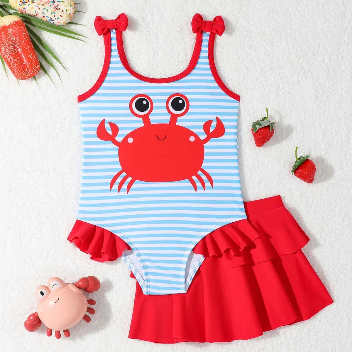 Generisch Bañador para niña Bañador Niñas Lindo Pequeño Cangrejo Kini Bañador Natación Piscina Agua Caliente Natación Natación Piscina Natación Agua Caliente Natación