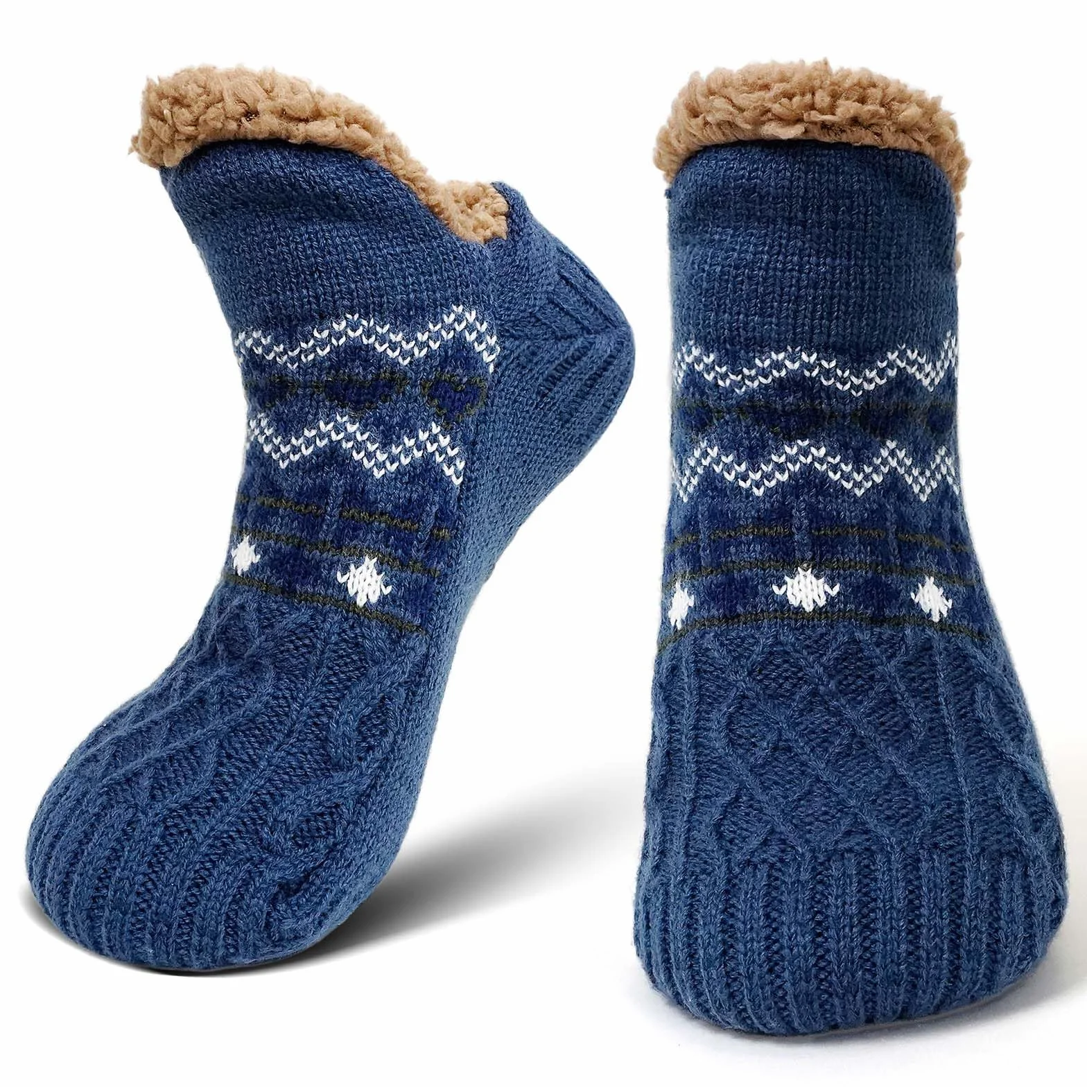 PUTUO Calcetines Antideslizantes para Hombre de Invierno: Calcetín Termicos Hombre Cálidos Suaves Mullidos Calcetín Gruesos Calcetines Andar por Casa Gordos Térmicos 1 Pares 39-46