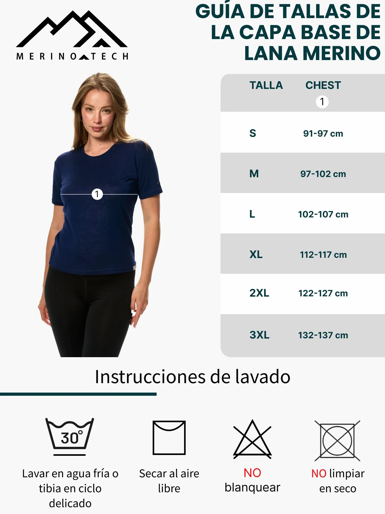 Merino.tech Camiseta Lana Merino Mujer — 100% Merino Lana Camiseta Interior Mujer con Calcetines