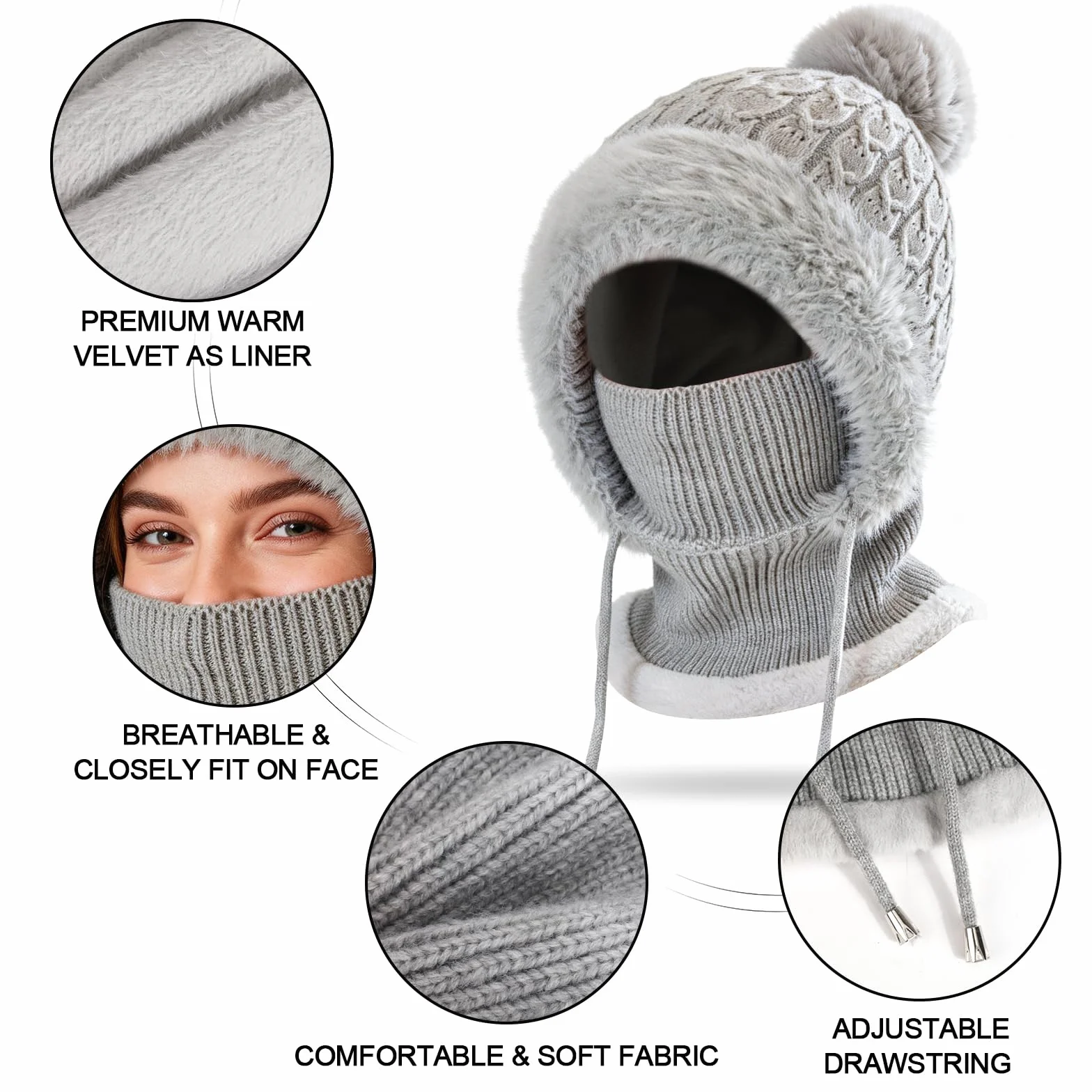 TAGVO Pasamontañas Termico Polar Multifuncional Balaclava Invierno Capucha Esquí Clima Frío