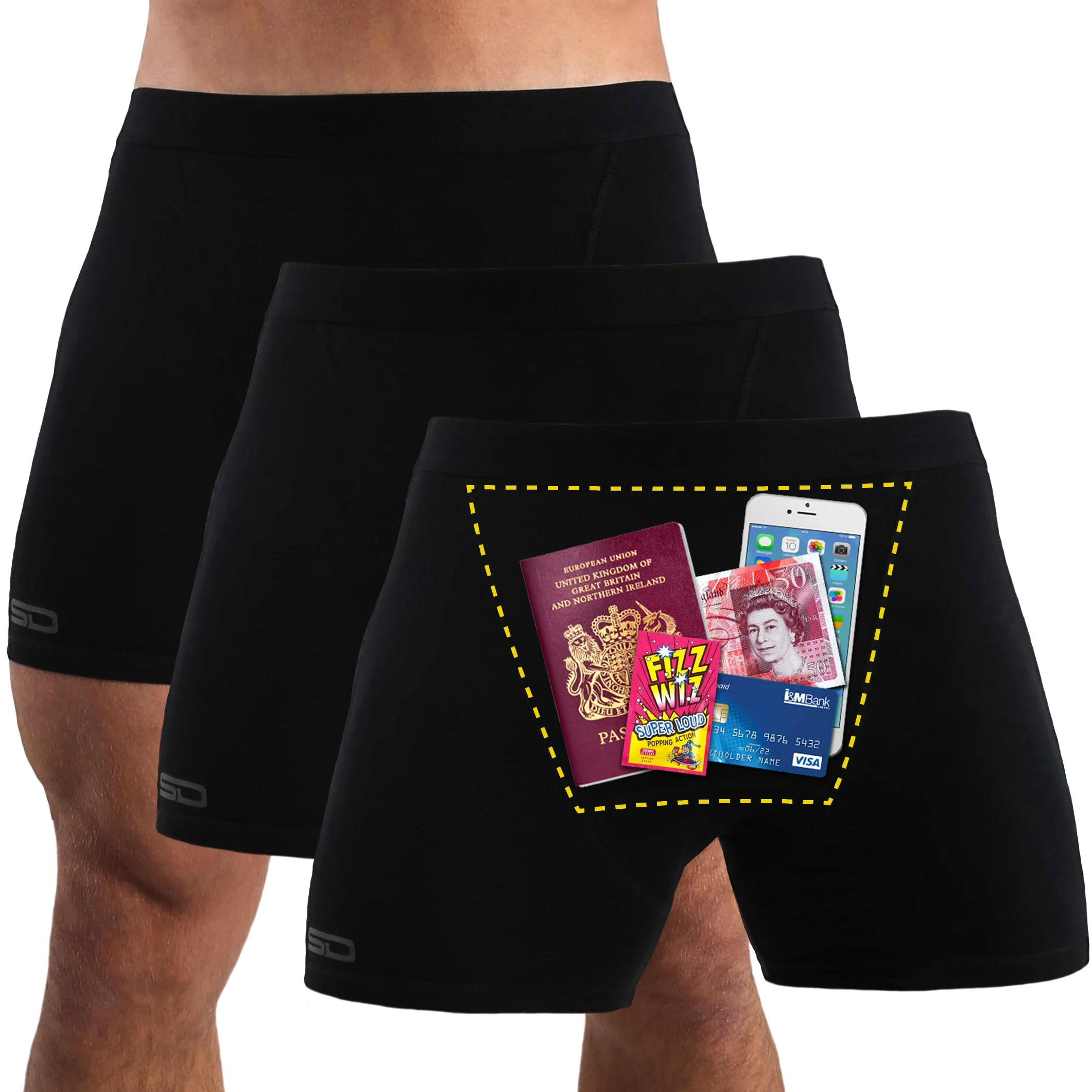 Men's Boxer Brief Shorts, Anti-Theft Pickpocket Proof Travel Pocket Underwear
