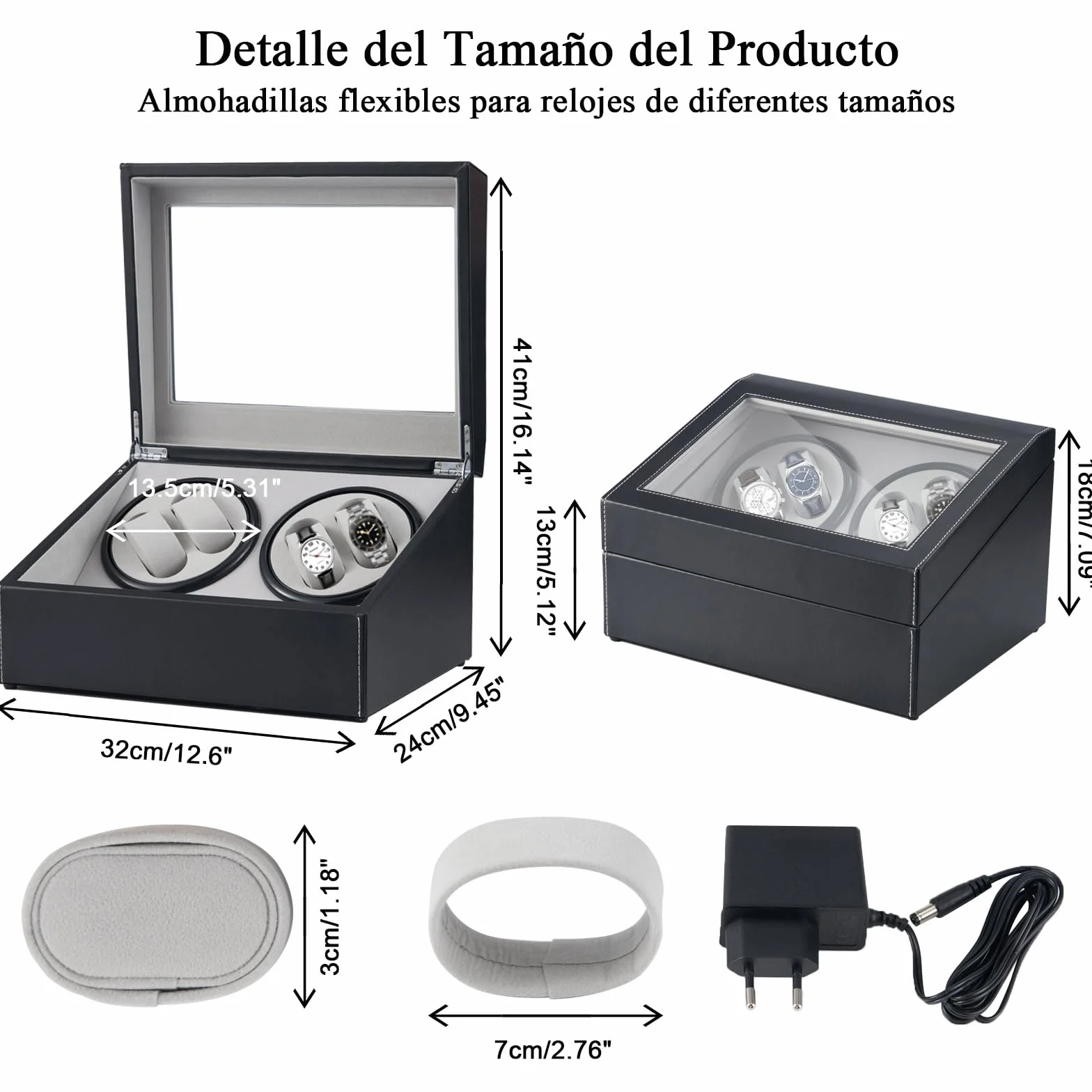 Caja de Carga Automática Ultra Silenciosa para Relojes de Lujo 4 Relojes de Pulsera Mecánicos