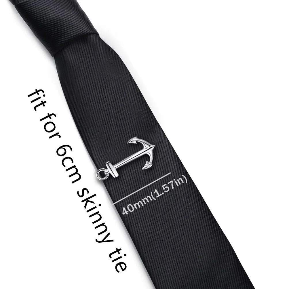 Honey Bear - Clip de corbata para hombre y niño, diseño de ancla, acero inoxidable, 3,7 cm
