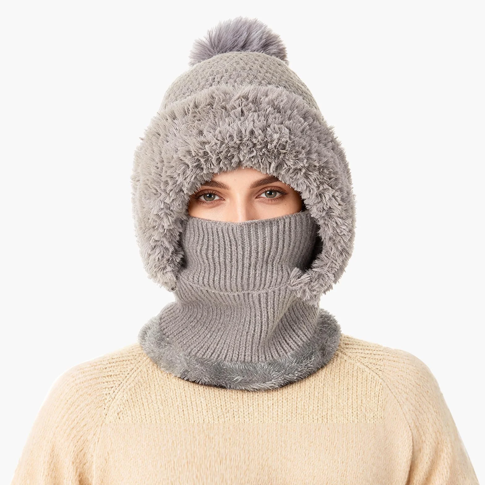 TAGVO Pasamontañas Termico para Mujer, Pasamontañas Invierno Capucha Polar Balaclava de Esquí Multifuncional para Clima Frío Esquí al Aire Libre