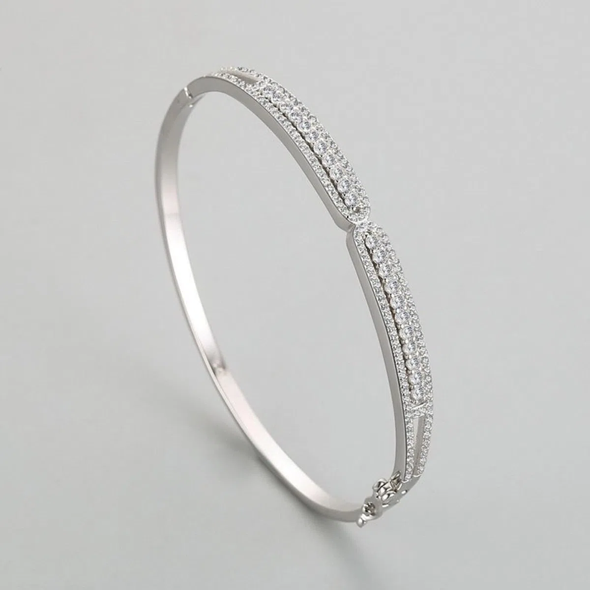 Pulseras para mujer a la moda, elegantes y brillantes con moissanita redonda, oro blanco/platino 950