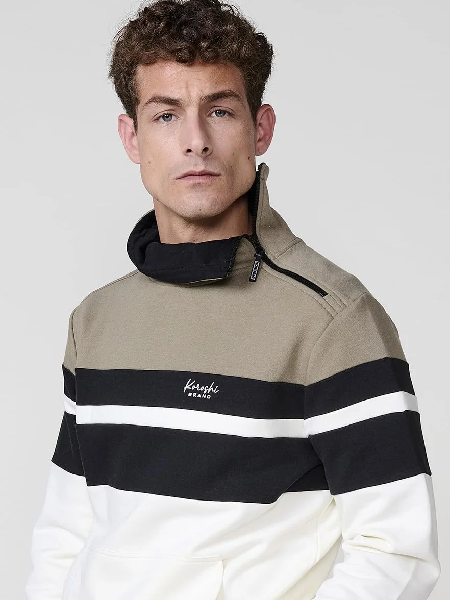 Koroshi Sudadera Hombre Cuello Alto Cremallera Rayas 2521SU14