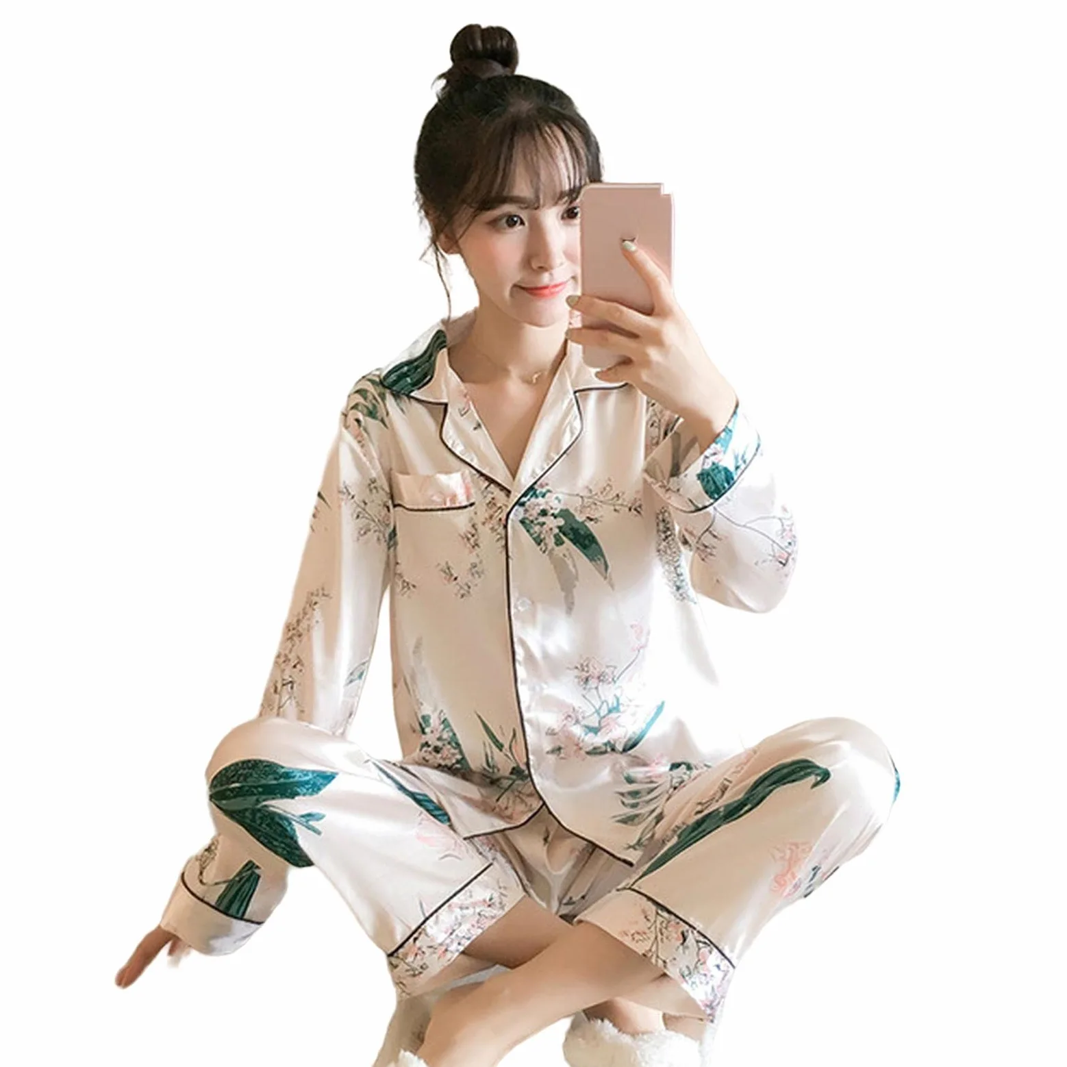 MOGSA Pijama para mujer, conjunto de pijama para mujer, cuello en V, diseño de letras cruzadas, ropa de dormir de seda como ropa para el hogar, talla XXL, ropa de dormir de tamaño grande
