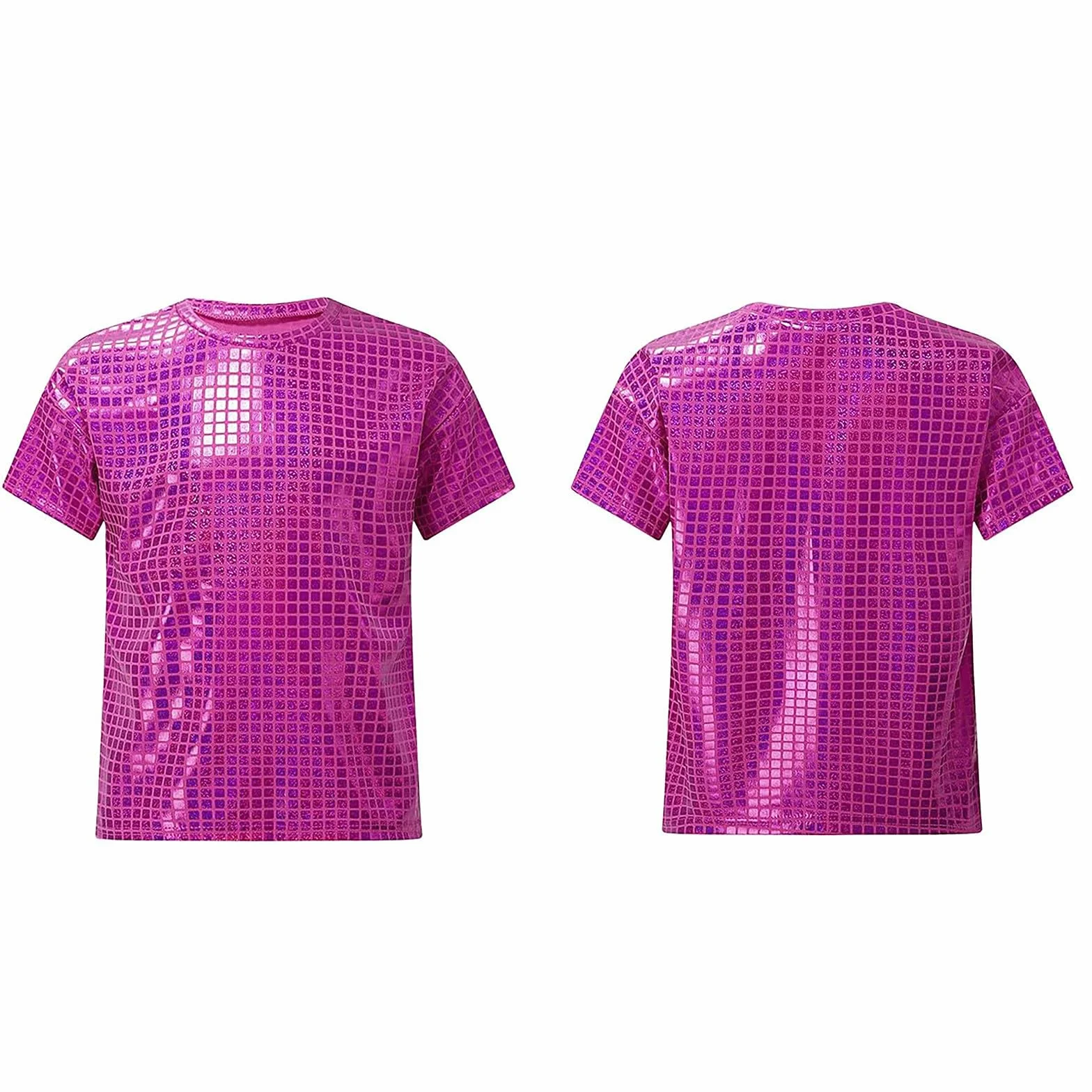 Camiseta Brillante Hip Hop Niño Niña Lentejuelas Metalizada Manga Corta Top Deportivo Baile Jazz Disfraz Fiesta 2-19 años