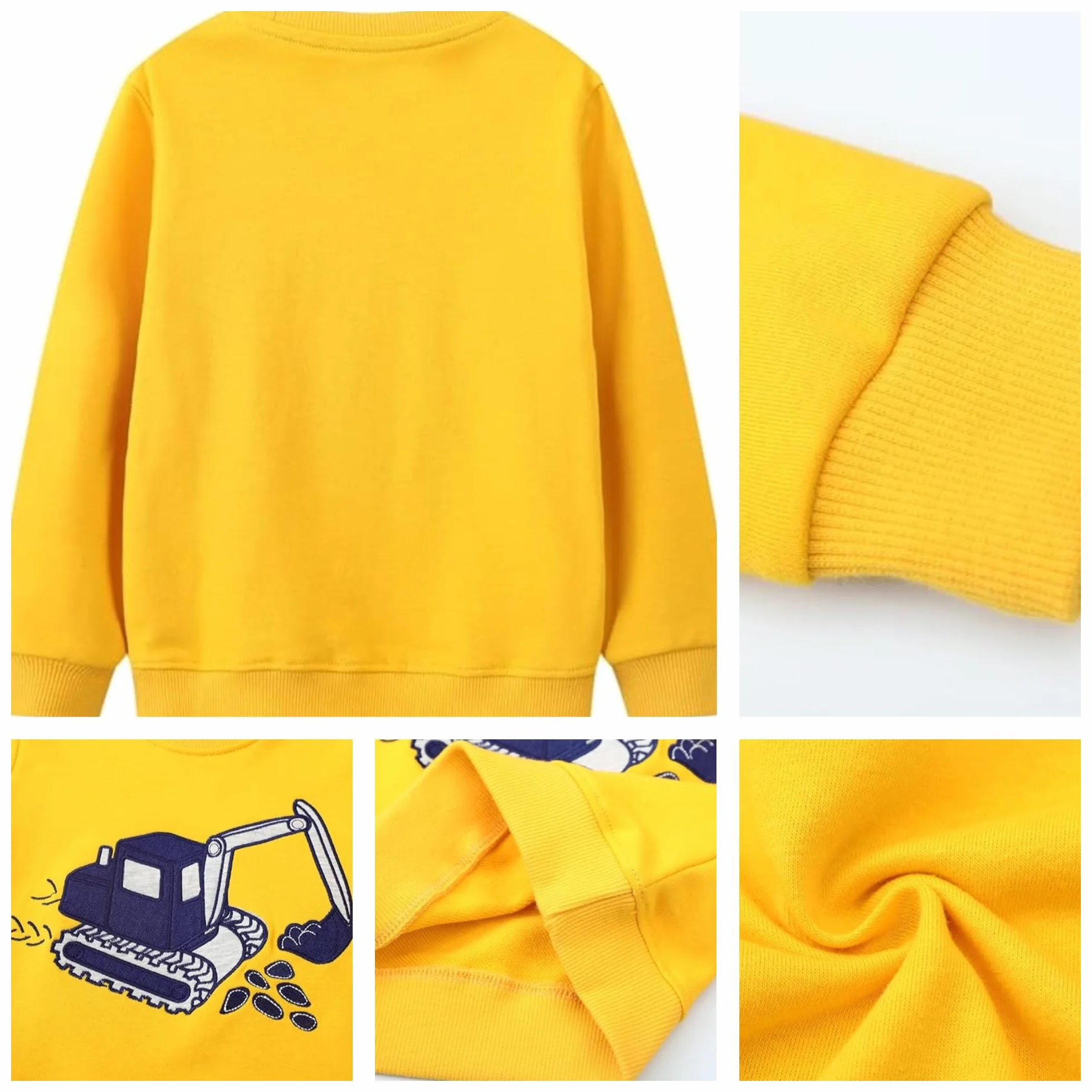 Sudaderas Niño Dinosaurio Pullover de Algodón Manga Larga Cuello Redondo 2-7 Años