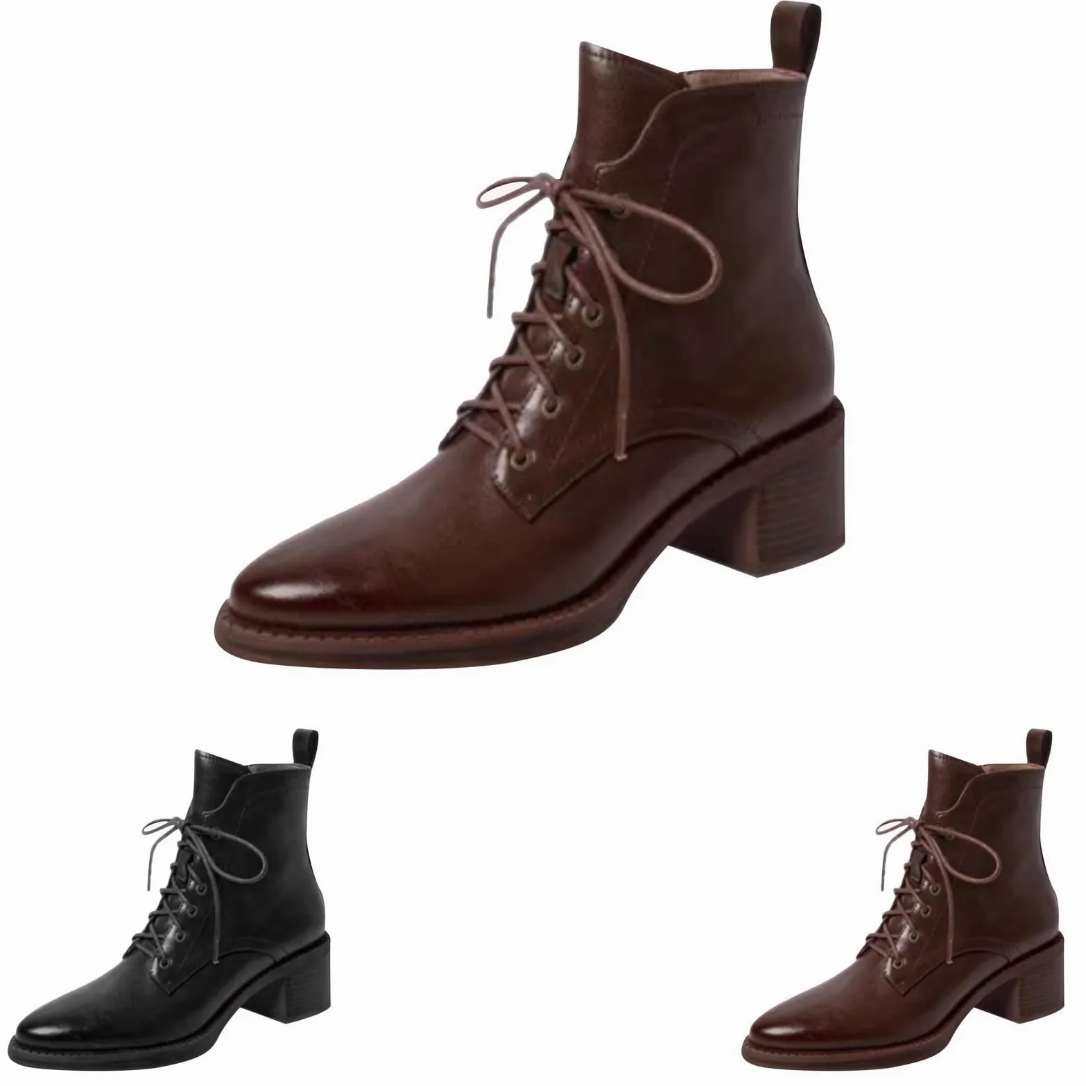 Genérico Botines Mujer Vestir Cordones Plataforma Botas Puntera Redonda Elegantes Zapatos Cómodos Ligeros Caminar Bota Casuales Antideslizantes Botin para Otoño Invierno Trabajo Paseo y Uso Diario