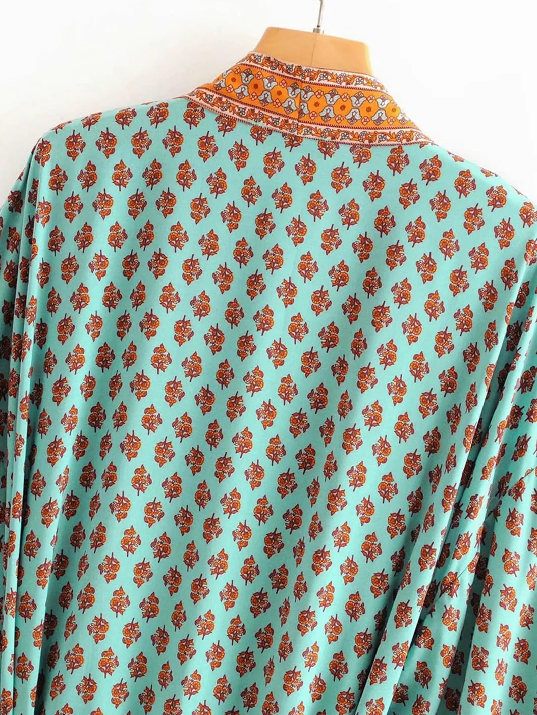 Disimlarl Kimono estampado para mujer, estilo bohemio, cuello en V, mangas murciélago, bata larga para playa, salida de baño