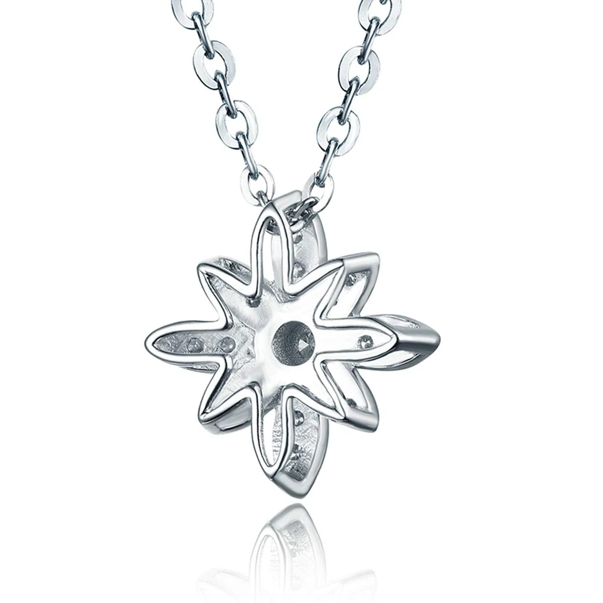 Collar con Colgante, Forma de Flores con Diamantes, Collares con Colgante de Oro Blanco de 18 Quilates para Mujeres y niñas, Regalo para el día de la Madre/Día de San Valentín, Oro Blanco