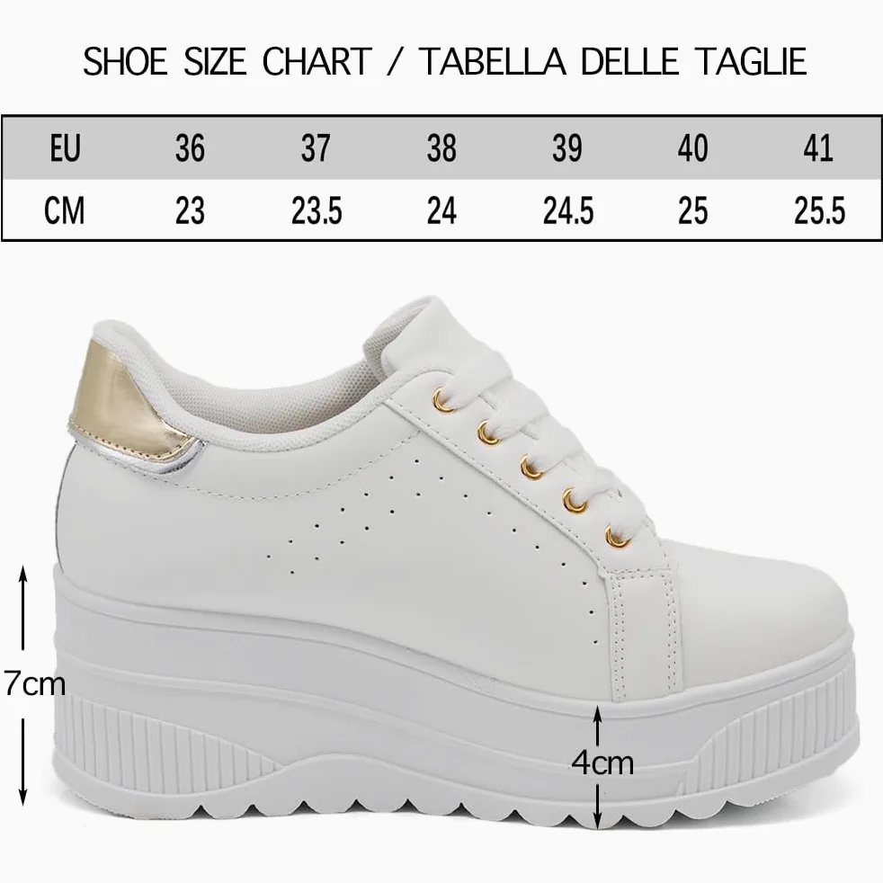 IF900-1 - Zapatillas deportivas para mujer, estilo casual, plataforma alta, color blanco