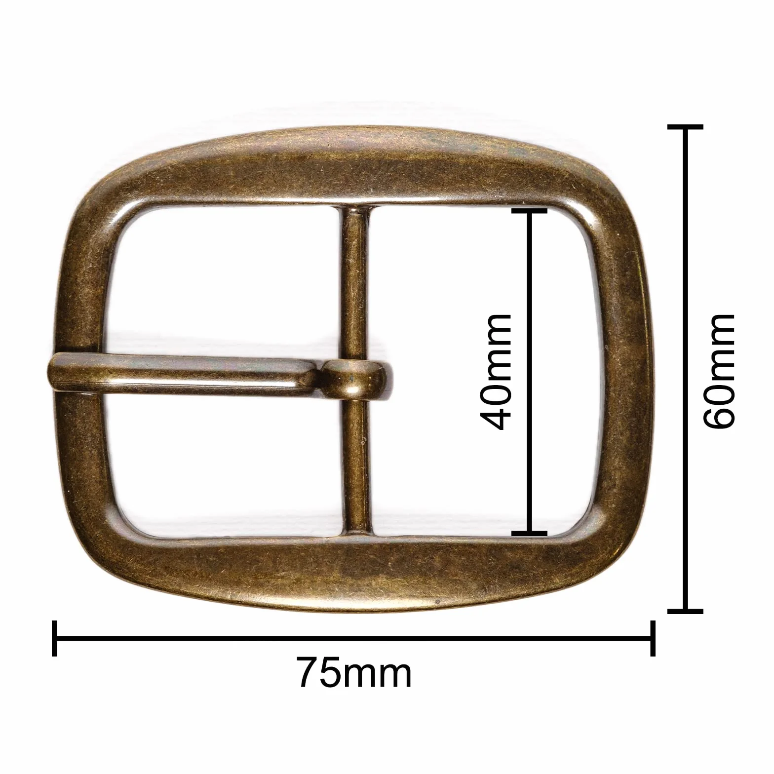 CATTANEO - Hebilla para cinturones de zamak doble DIY, clásica, hebilla de repuesto rectangular de 40 mm, hombre-mujer, fabricada en Italia, color bruñido, galvanizado latón efecto antiguo, unisex