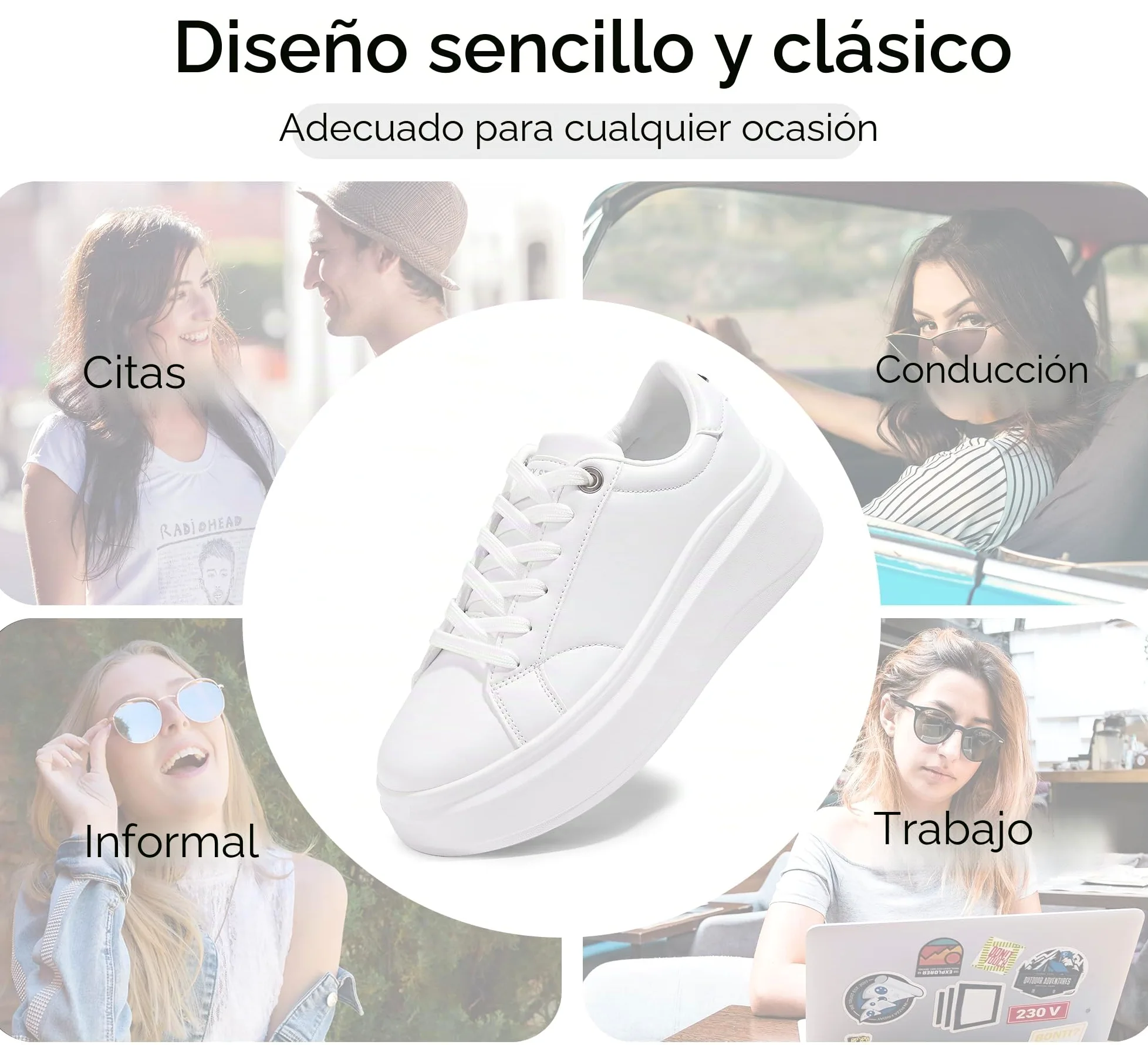 LUCKY STEP Zapatillas de Plataforma para Mujer – Zapatillas de Moda, Clásicas de Corte Bajo, Calzado Casual de Cuero Sintético, Cómodas para el Uso Diario