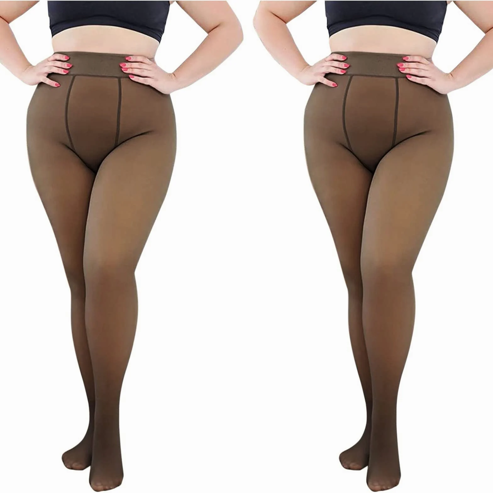 MJGkhiy Medias de forro polar para mujer, medias falsas translúcidas, medias forradas, leggings curvadas, medias térmicas sin costuras cómodas, cálidas, acolchadas, medias elásticas de felpa efecto