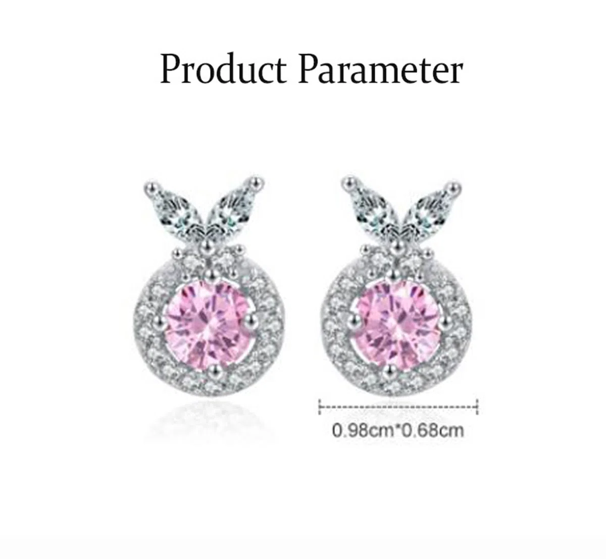 Pendientes de tuerca de oro blanco de 18 quilates para mujer, aretes de tuerca de moissanita de zafiro rosa creado AU750 para ella