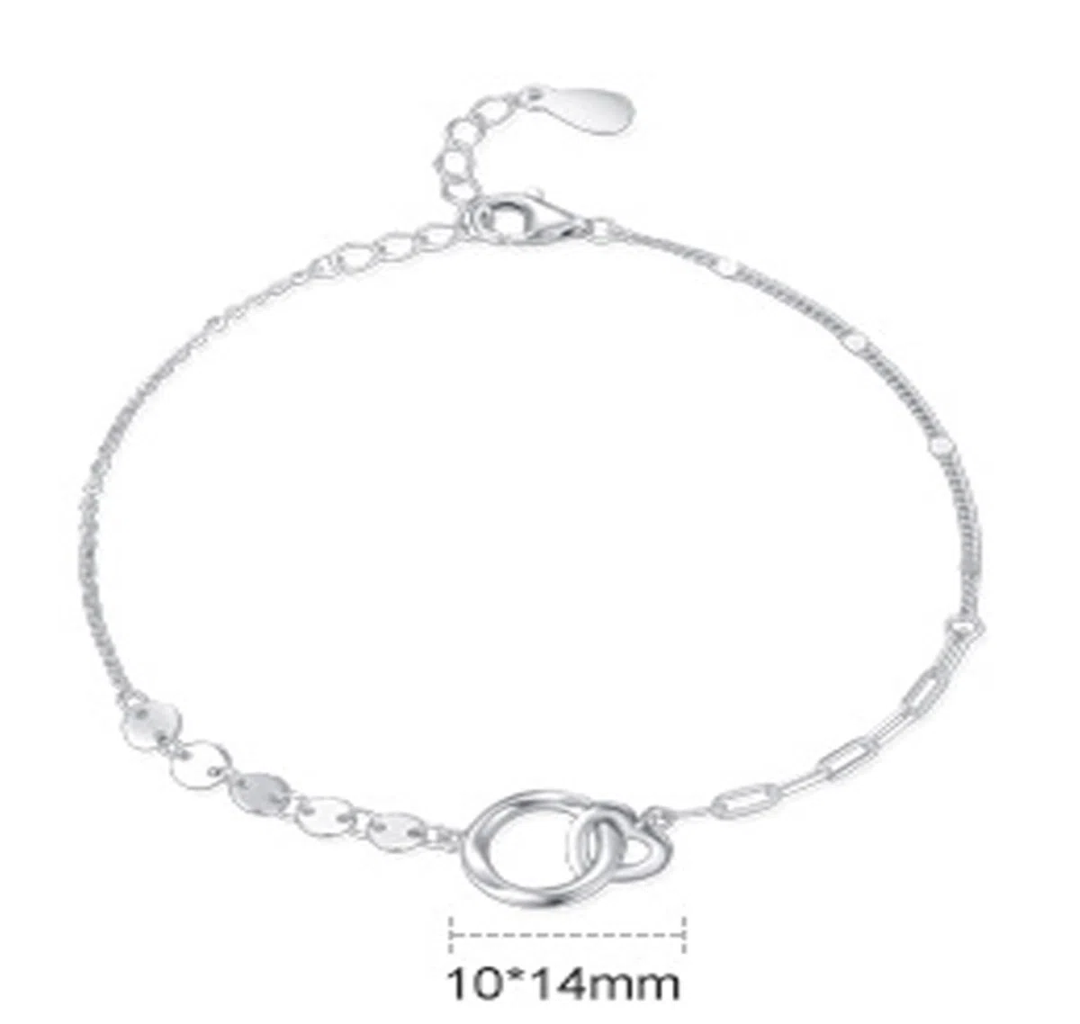 KnSam Pulsera de oro amarillo 750 de 18 quilates para mujer, diseño de corazón con círculos y diamantes, brazalete de platino