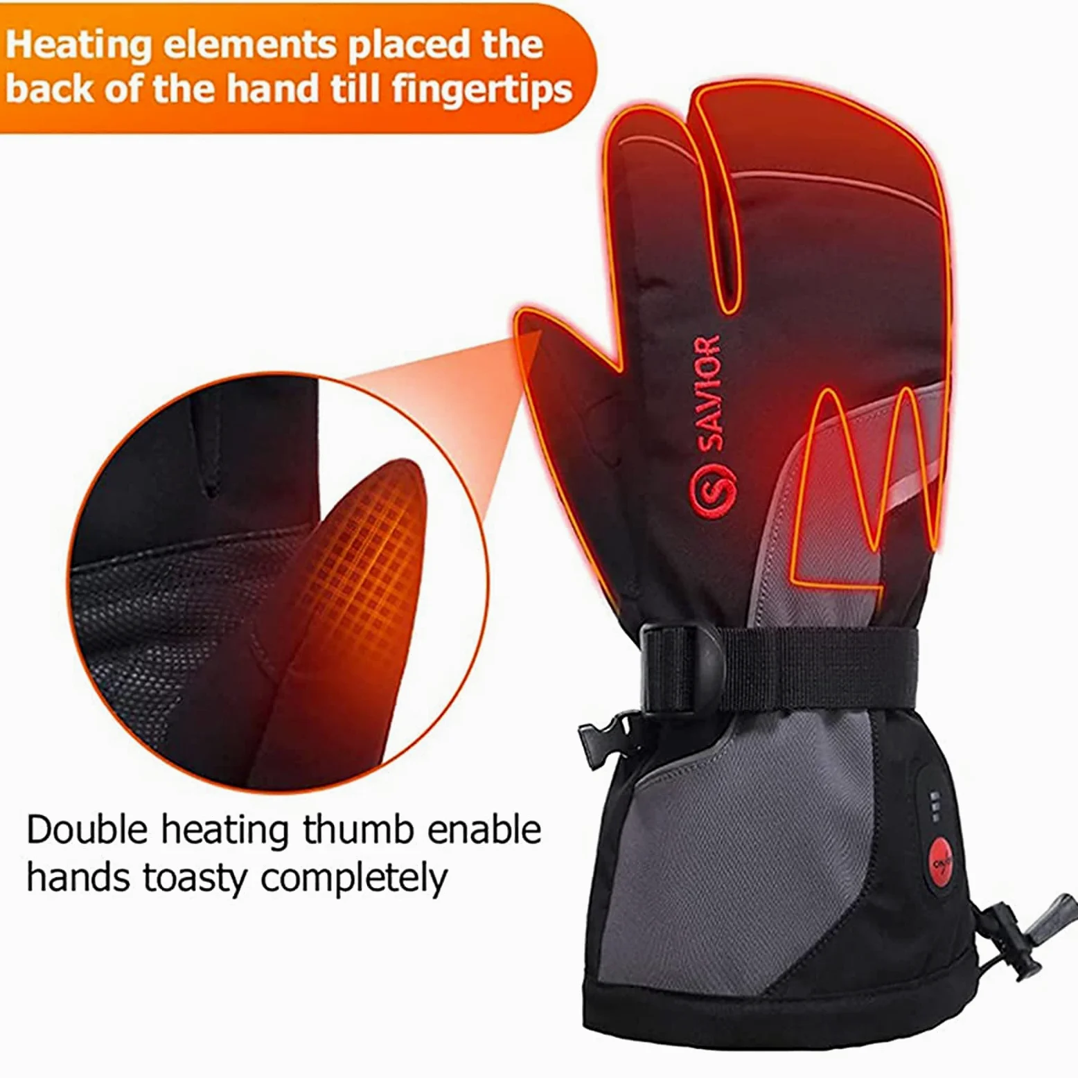 Calentador de Invierno Guantes de 3 Dedos 3 Niveles de Calentamiento Pantalla táctil Calentador a batería Guantes térmicos para Montar en Bicicleta de Carreras Esquí