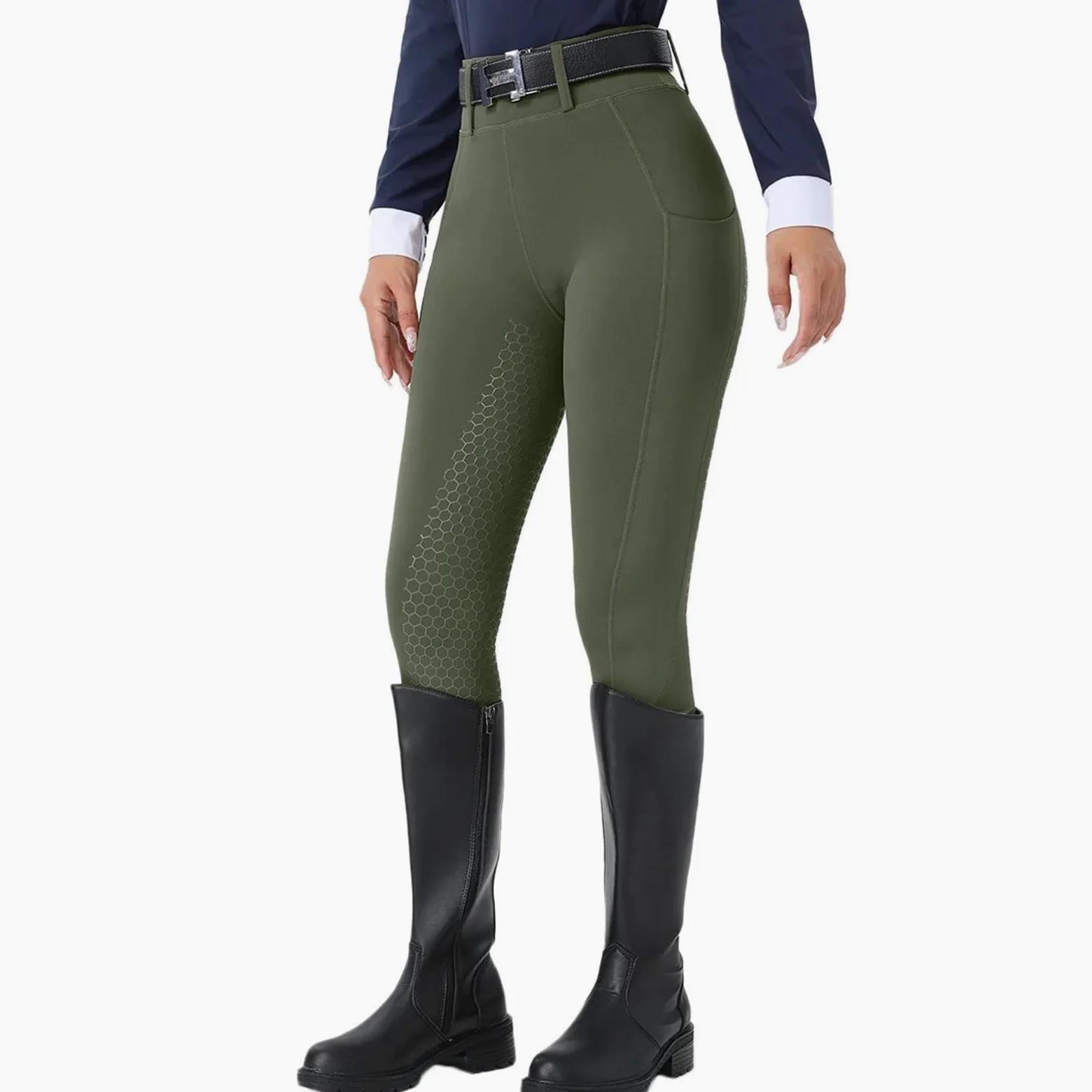 Pantalones De Equitación Pantalones de equitación for Mujer, Silicona, Antideslizantes, Resistentes al Desgaste, elásticos, Cintura Alta, Ajustados, con Bolsillo Mallas De Equitación