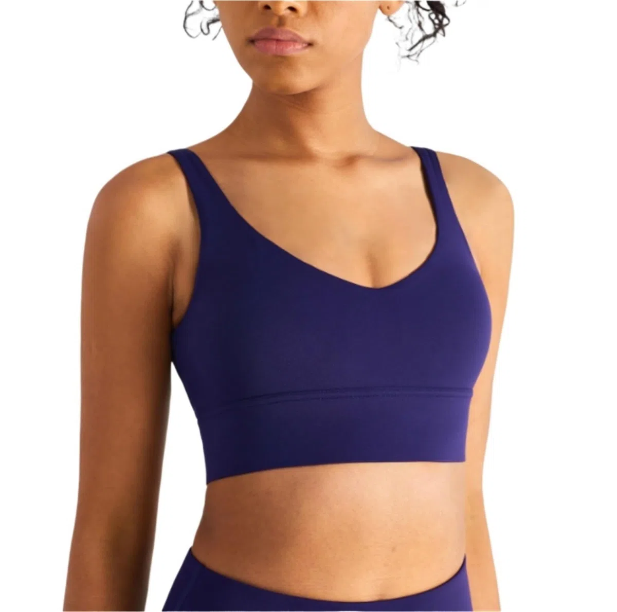 Sujetador Deportivo Mujer Sujetador Deportivo Largo Con Cuello En V For Mujer, Sujetador De Yoga Sin Aros, Top Corto Acolchado De Bajo Impacto Sujetador Gimnasio(Blue,S)