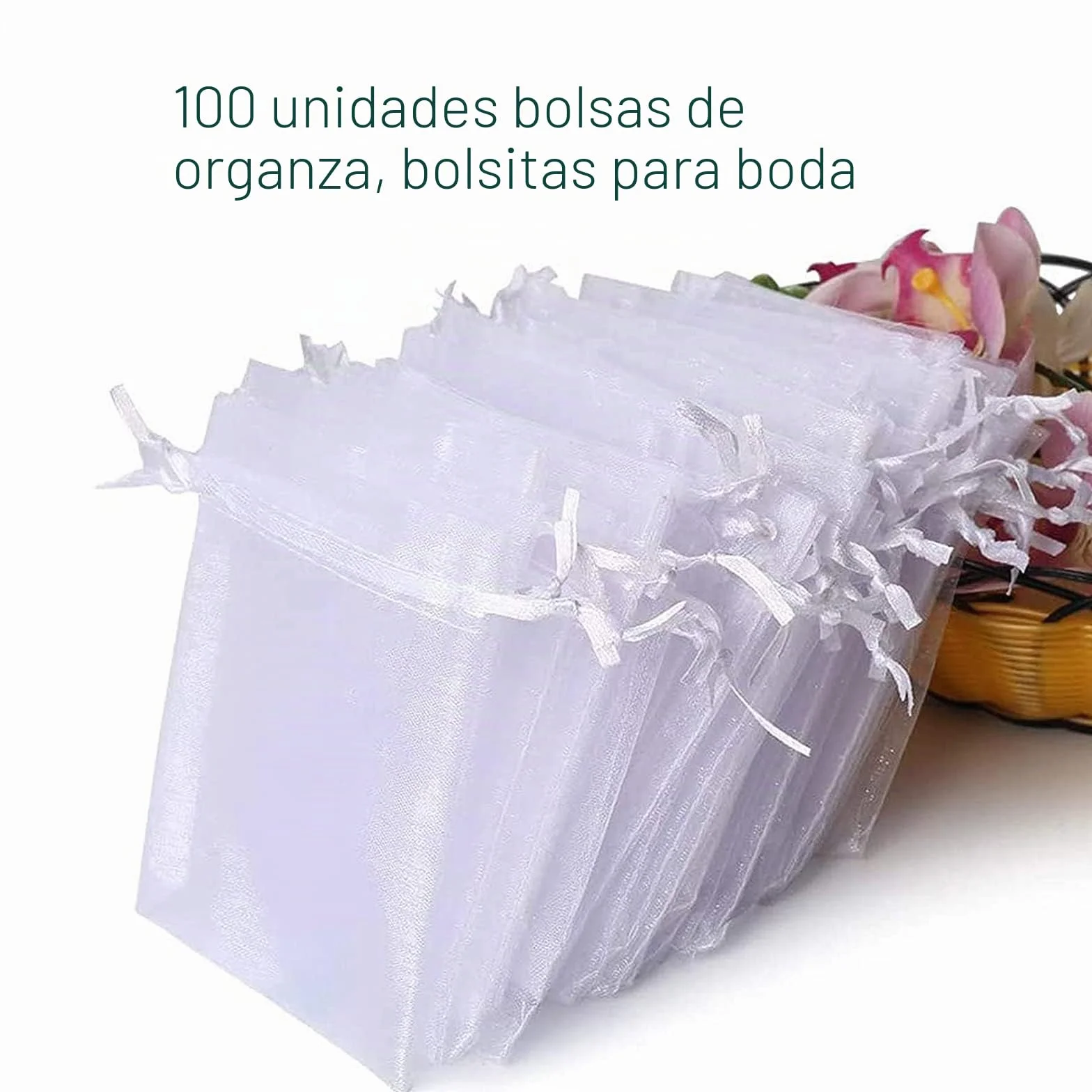 Carehabi 100 bolsas de regalo de organza color blanco 7 x 9 cm