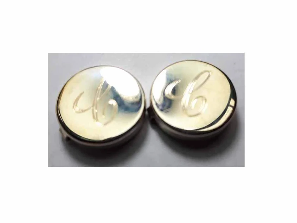 1 par de cubrebotones personalizados, 1 inicial cubrebotón, elegir color oro, plata, etc. Bijoux hombre, llavero, LATÓN MOJADO