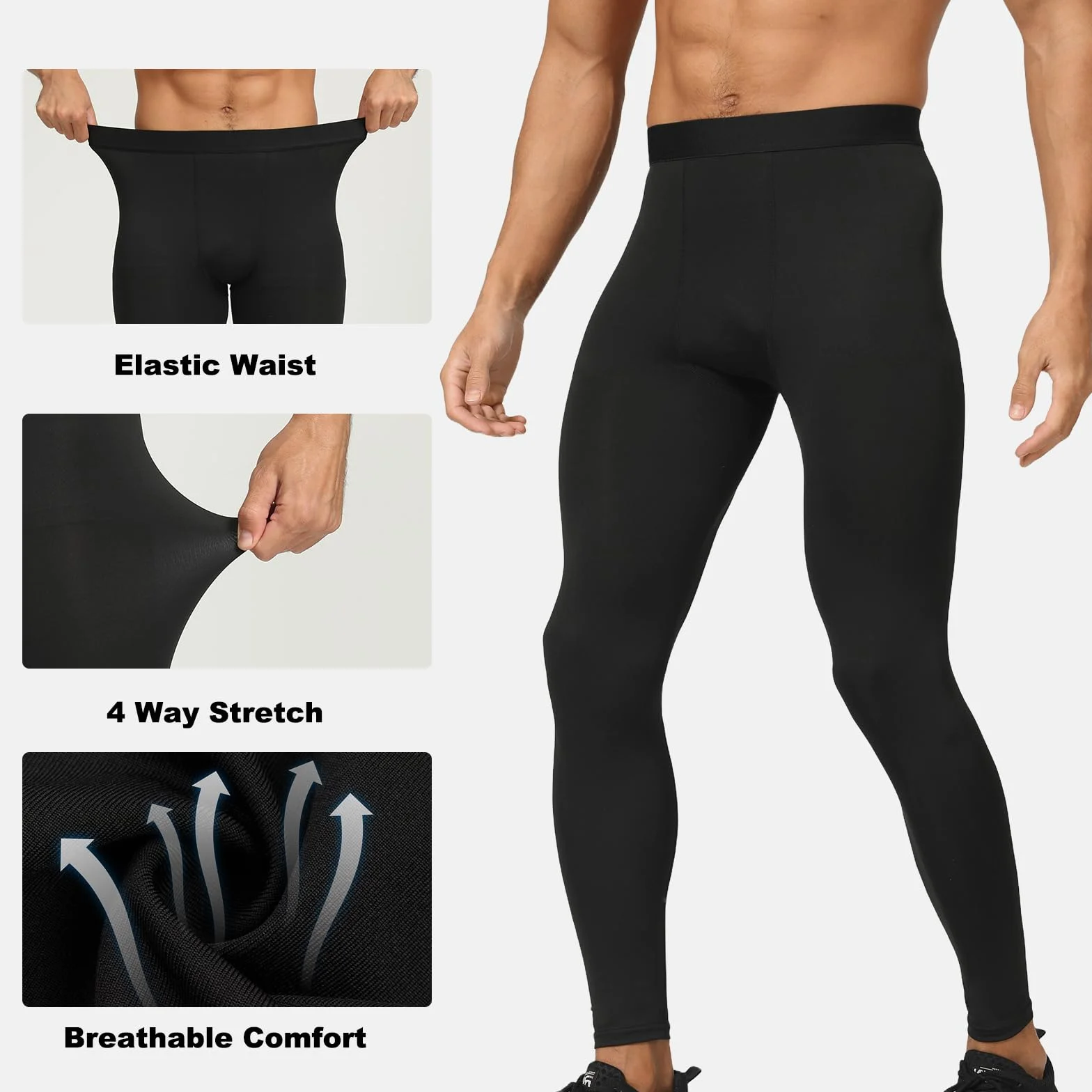 HYCOPROT Pantalones de Compresión para Hombre Secado Rápido Deportivos Entrenamiento Leggings Correr Baloncesto Running Fitness Yoga