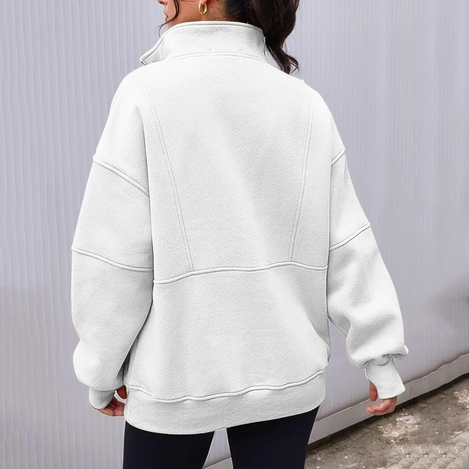 Sudaderas con cuello redondo y bloques de color para mujer, informales, personalizadas, con forro polar, cuello alto, ajuste holgado, con cremallera, lindos suéteres gráficos, delgados, de dibujos