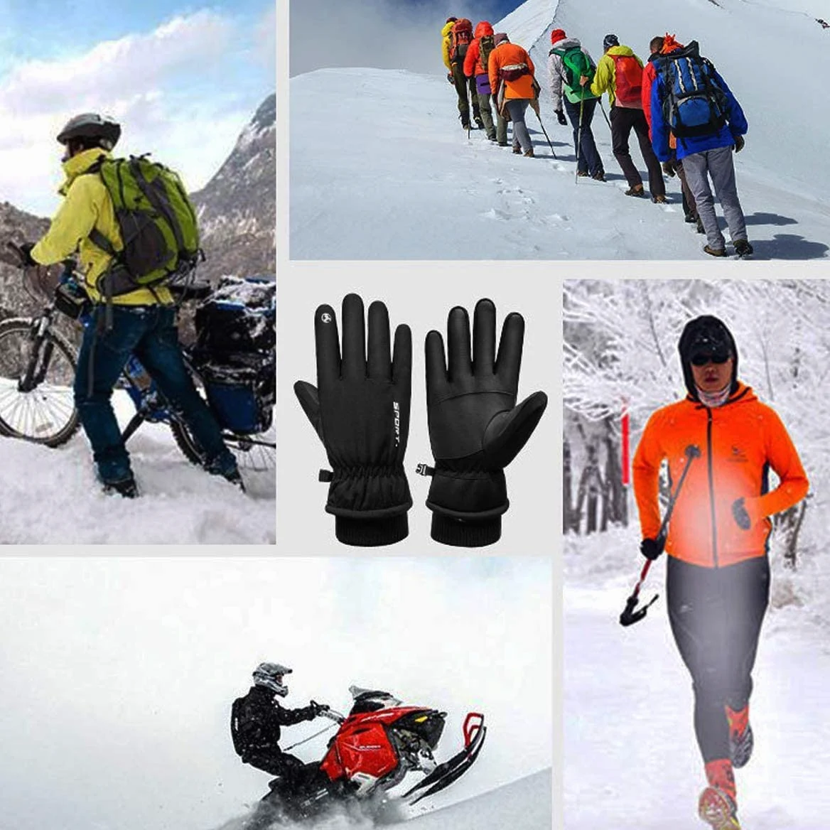 Guantes para exteriores, guantes térmicos, forro polar cálido, compatibles con smartphone, repelentes al agua, guantes deportivos, guantes de bicicleta, protección contra el frío, actividades