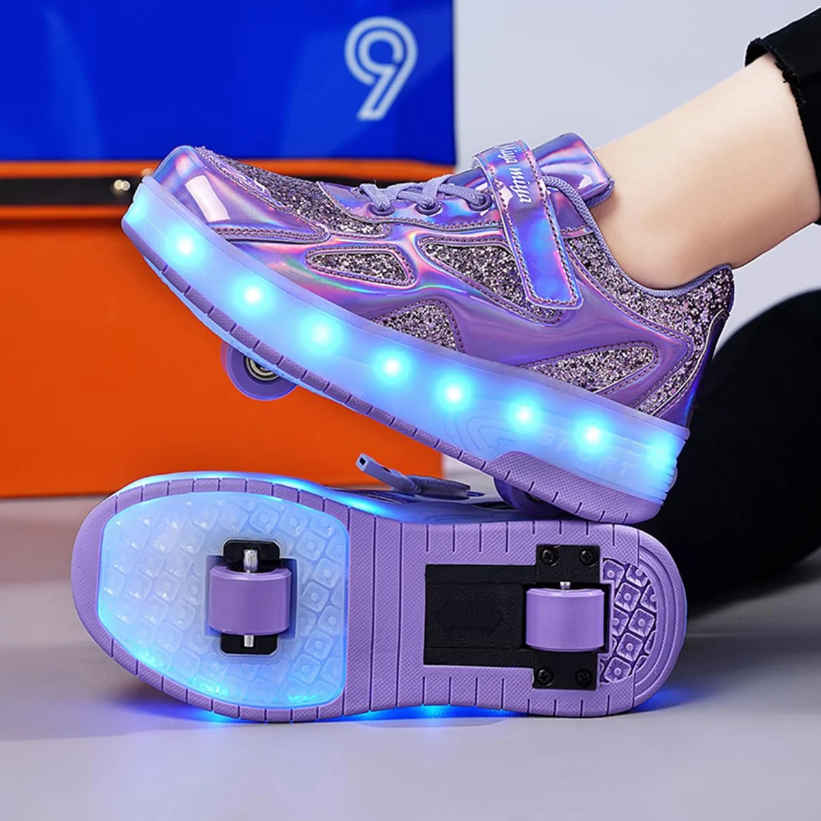 Buty LED z Podwójnymi Kołami dla Dzieci - Automatyczne Buty do Skateboardingu Sportów na Zewnątrz