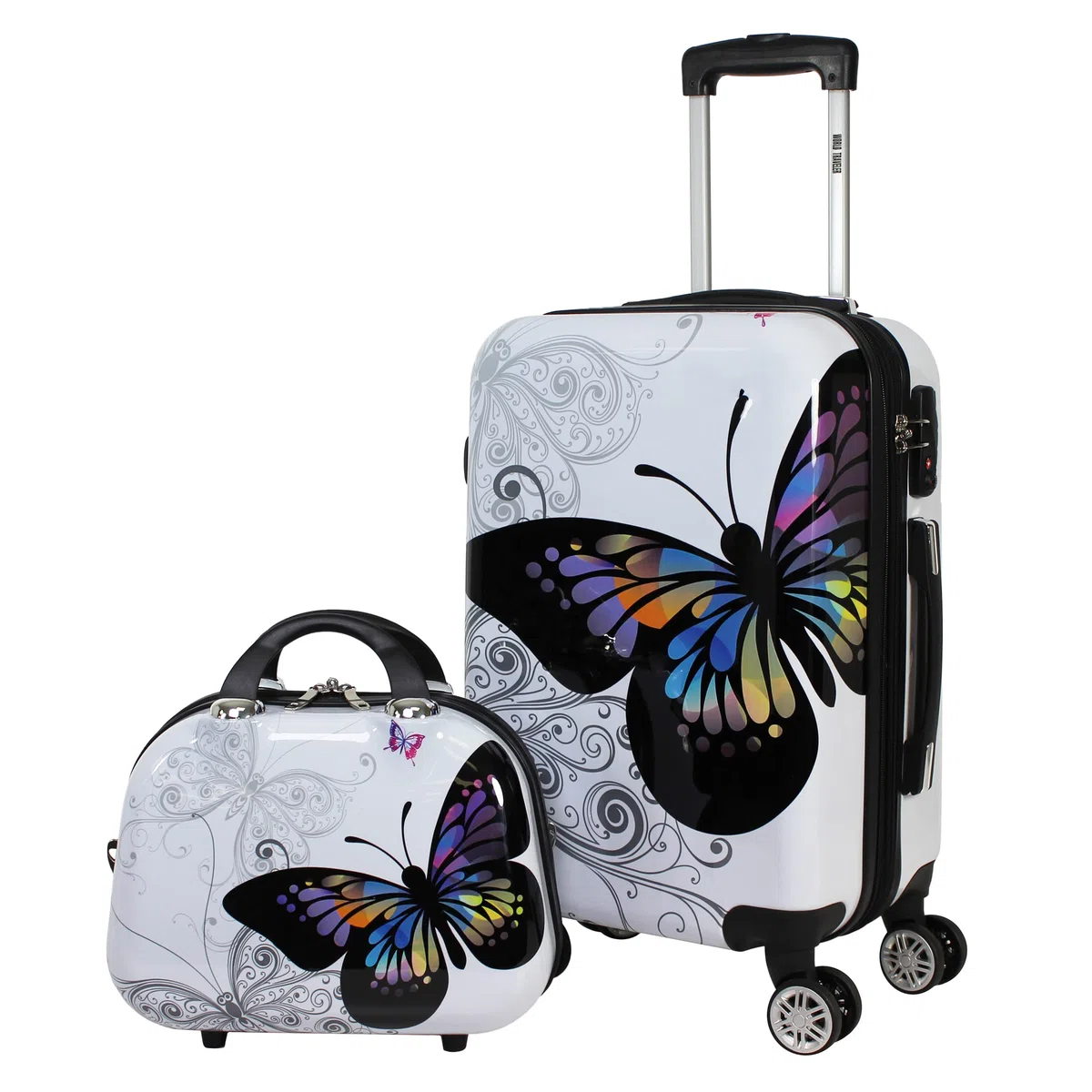 World Traveler VentureX - Maleta de Mano aprobada por aerolíneas, Maleta Ligera de policarbonato Duro con Ruedas giratorias, Mariposa, 2-Piece Carry-On Set, Venturex - Maleta de Mano aprobada por