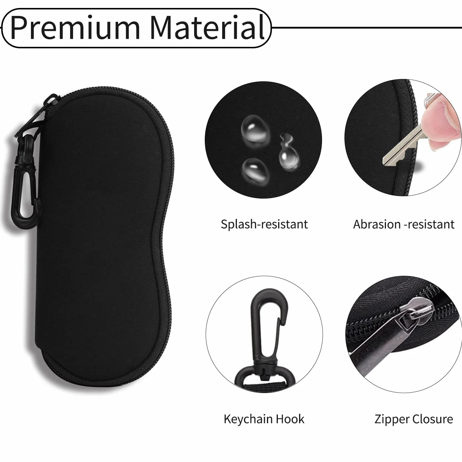 Hion Estuche suave para gafas de sol con clip para cinturón y cremallera de neopreno