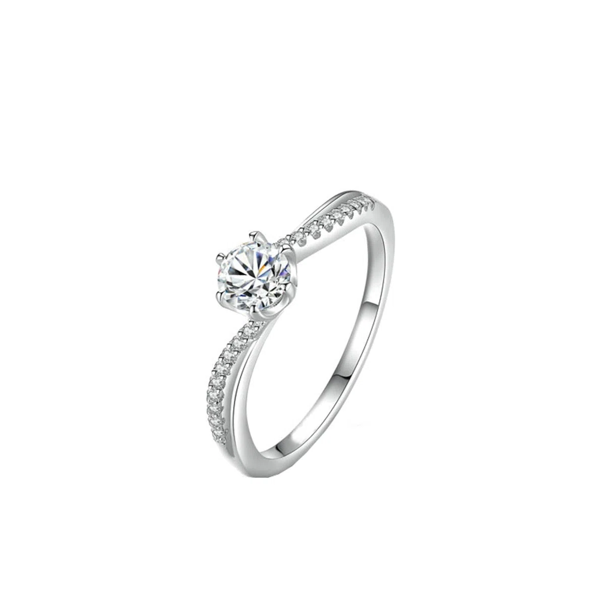 Anillo de compromiso de oro, oro blanco, elegante, anillo de boda con diamante cultivado en laboratorio de 0,5 ct para mujer