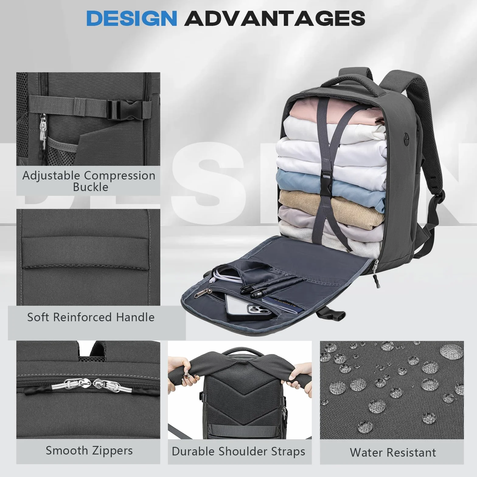 Xkdoai Mochila 40x30x20 Mochila Viaje Cabina Avion para Ryanair Wizz Air Easyjet Equipaje de Mano Bolsa Antirrobo Resistente Al Agua