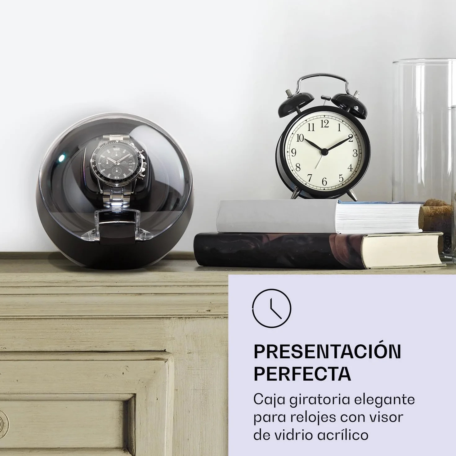KLARSTEIN St. Gallen ll Estuche para Relojes Giratorio Rotación Ajustable 4 programas 650 900 1200 1500 TPD Iluminación LED Panel de Control táctil