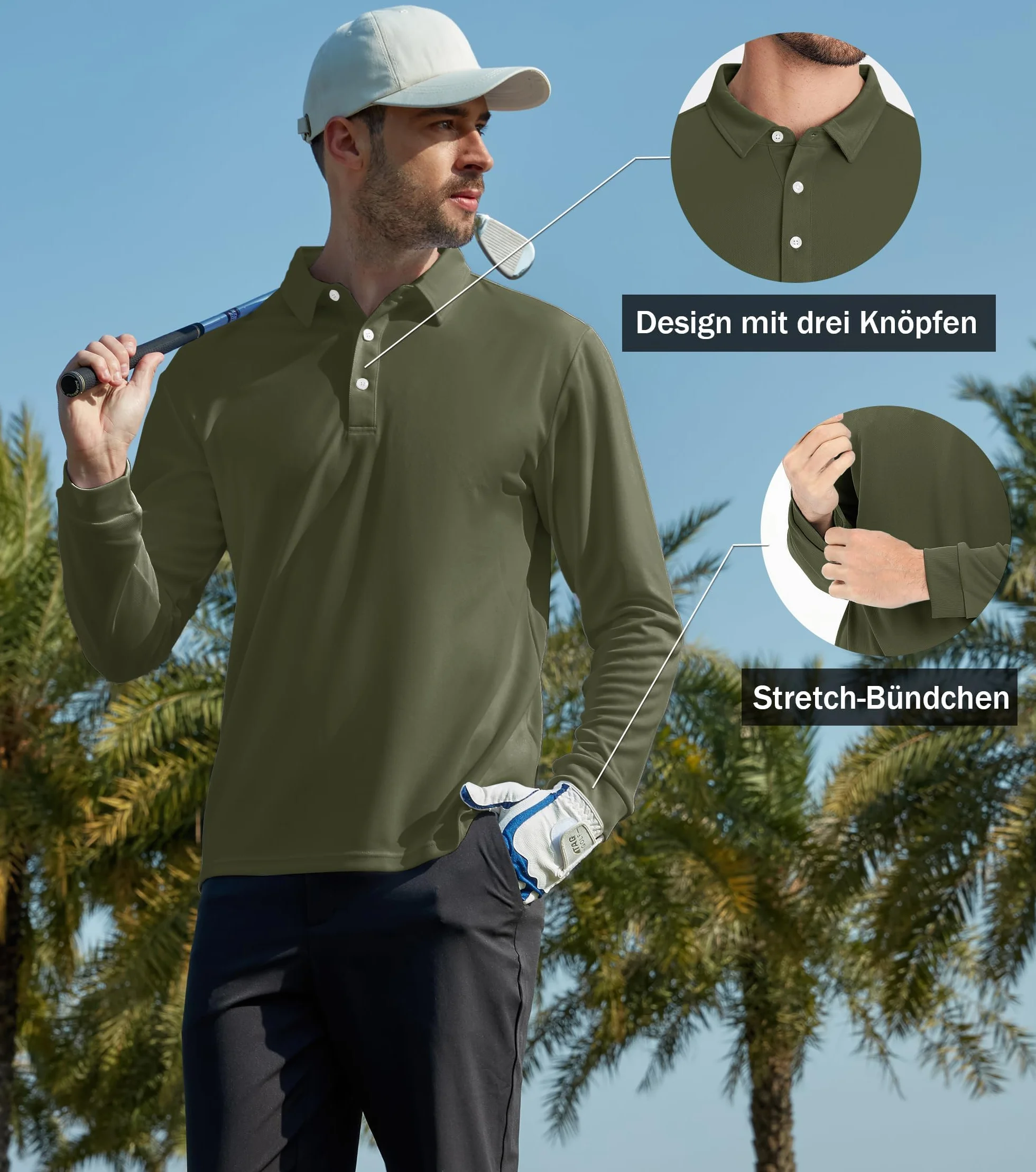 Cavva Polo manga larga transpirable secado rápido camiseta funcional deportiva tenis
