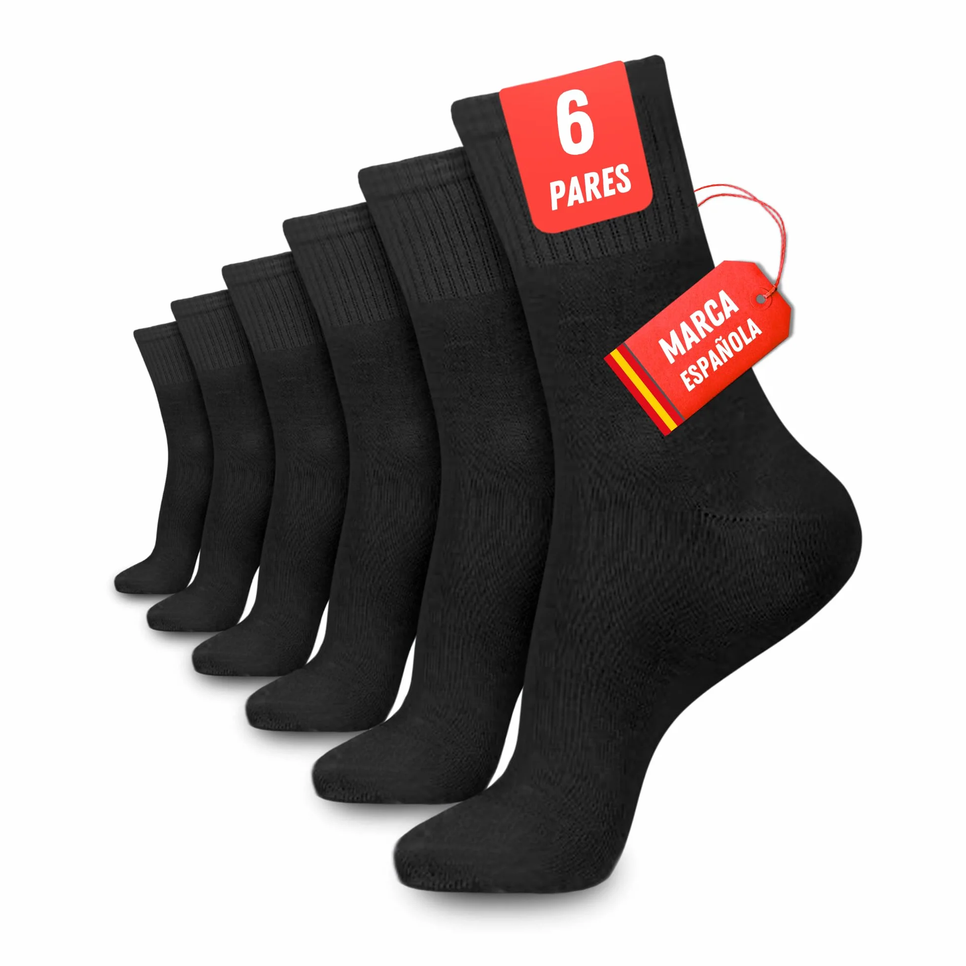 Calcetines Deporte Unisex para Mujer y Hombre - Paquete de 6 Pares