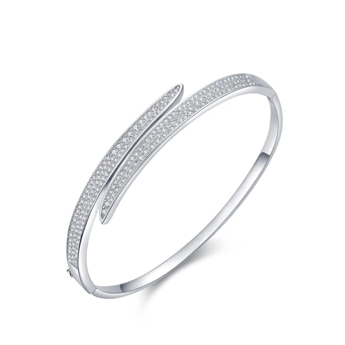 Pulseras para mujer, pulsera de plata asimétrica con forma redonda de diamante creado en laboratorio Pt950 y oro blanco