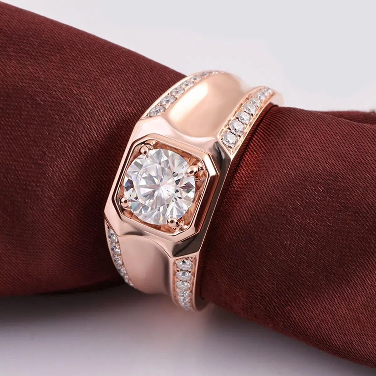 Wycian Anillos De Compromiso Anillo De Compromiso Mujer Moissanita Oro Rosa De 14 Quilates Anillo Redondo De 4 Puntas con Moissanita Tamaño 9,5 Moda Para Hermana Cumpleaños Joyas