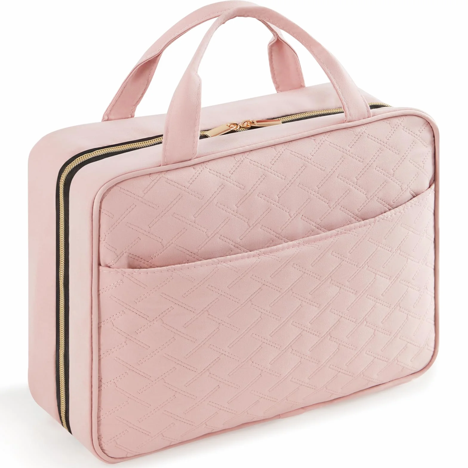 Lifewit Neceser Mujer Viaje, Bolsa de Maquillaje Organizador para Colgar, Grande Bolsas de Aseo con 4 Compartimentos Transparentes, Makeup Bag con Gancho, Grande, Rosa
