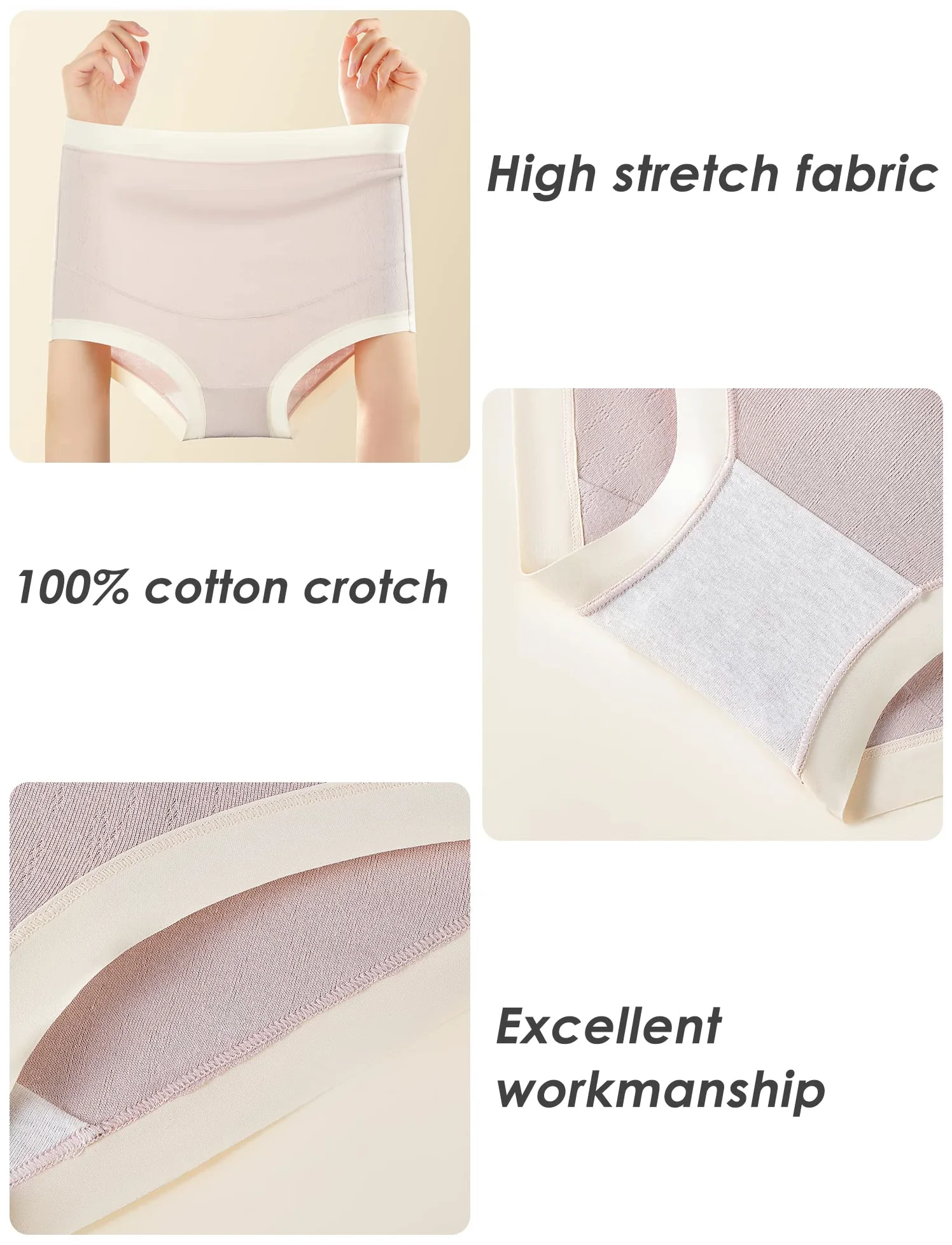 FEOYA - Bragas de maternidad para mujer, de algodón, talla grande, cintura alta, sin costuras, paquete de 3 - Multi color - Large