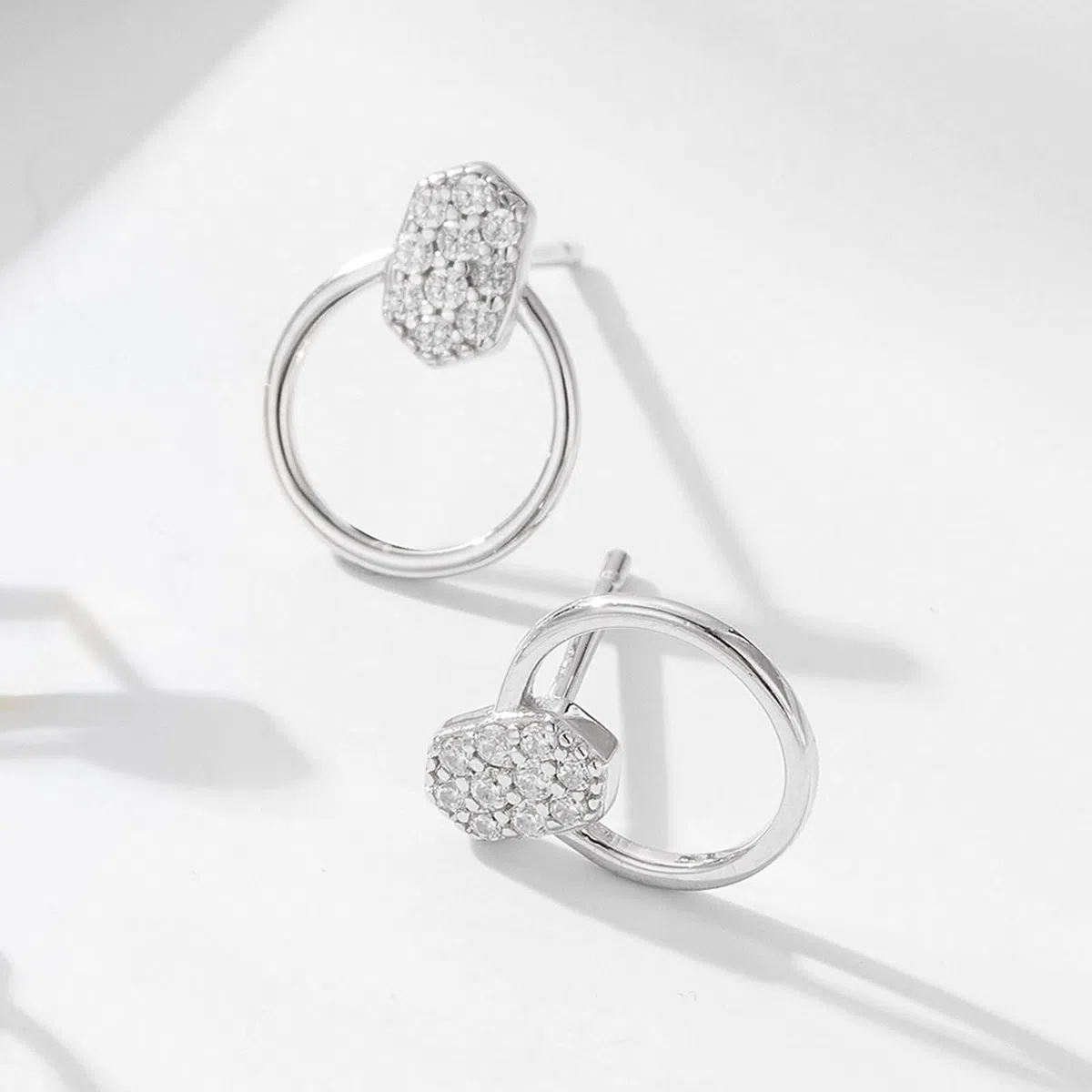 Pendientes de tuerca de oro de 9/14/18 quilates para mujer, aretes circulares de moissanita de oro real