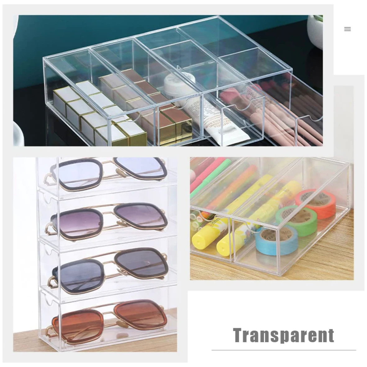 FOMIYES Caja Organizadora de Plástico sin Rebabas 2 Piezas para Gafas de Sol Diseño Simple para Uso Personal en Casa o Tienda