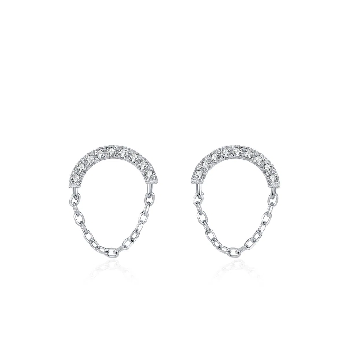 Pendientes de tuerca de oro de 9/14/18 quilates para mujer, oro real, cadena de moissanita pavé