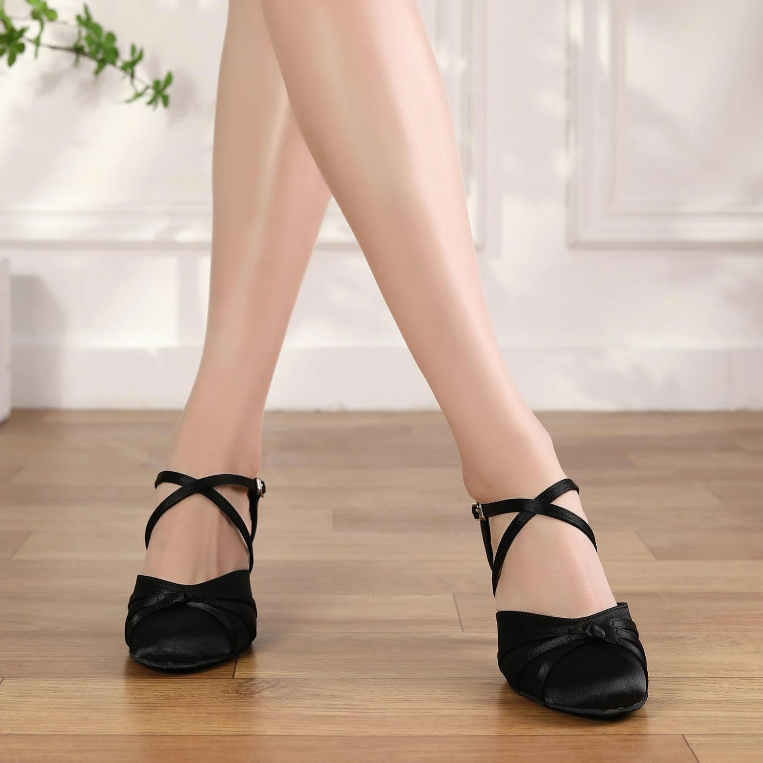 Zapatos de Baile de Salón Mujer Satén Cerrados Salsa y Bachata Tango Vals Zapatos de Danza