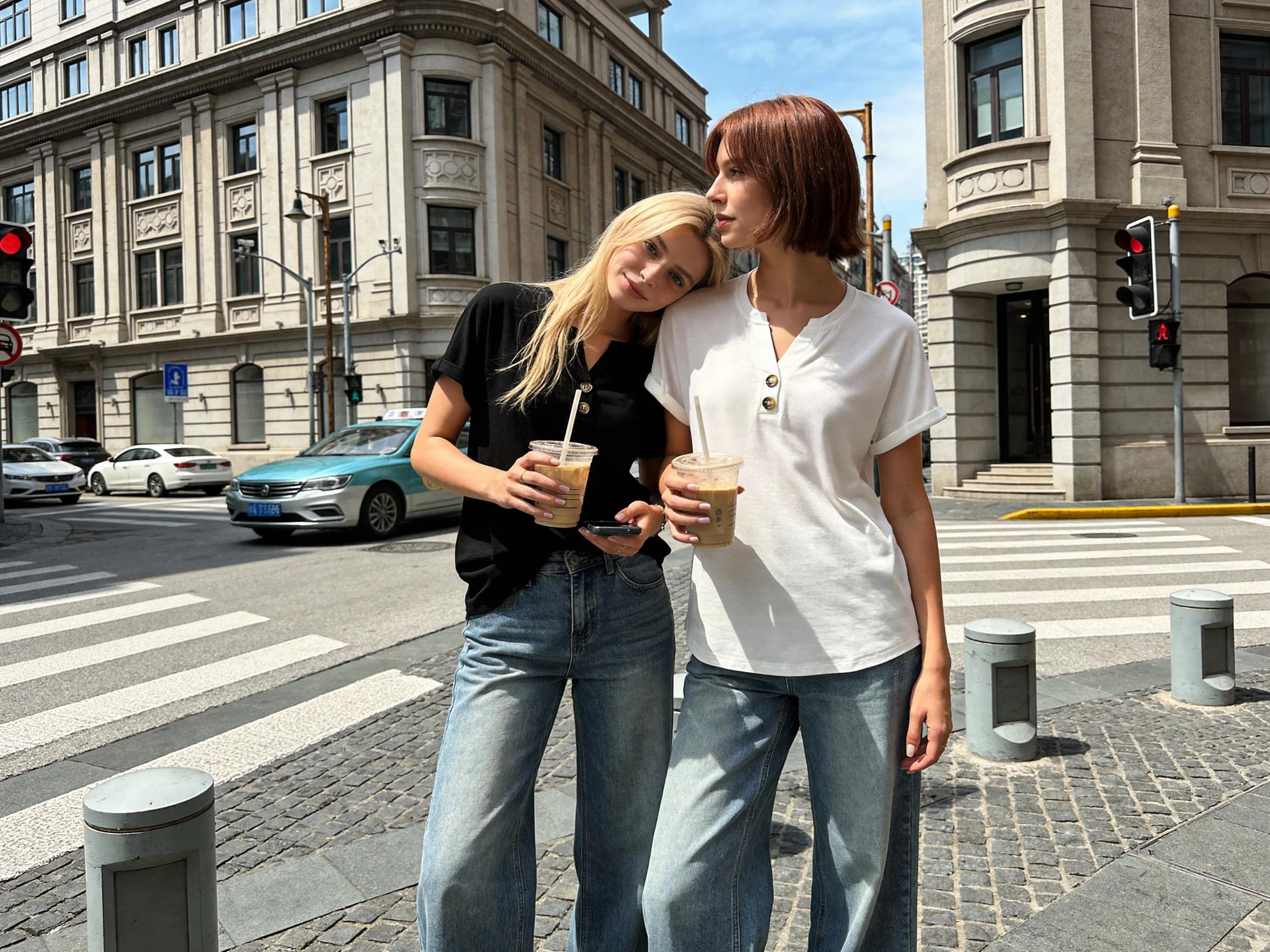 Litherday Camiseta para Mujer de Manga Corta con Escote en V y Detalle de Botones Blusa Casual Camiseta Básica Suelta para el Verano